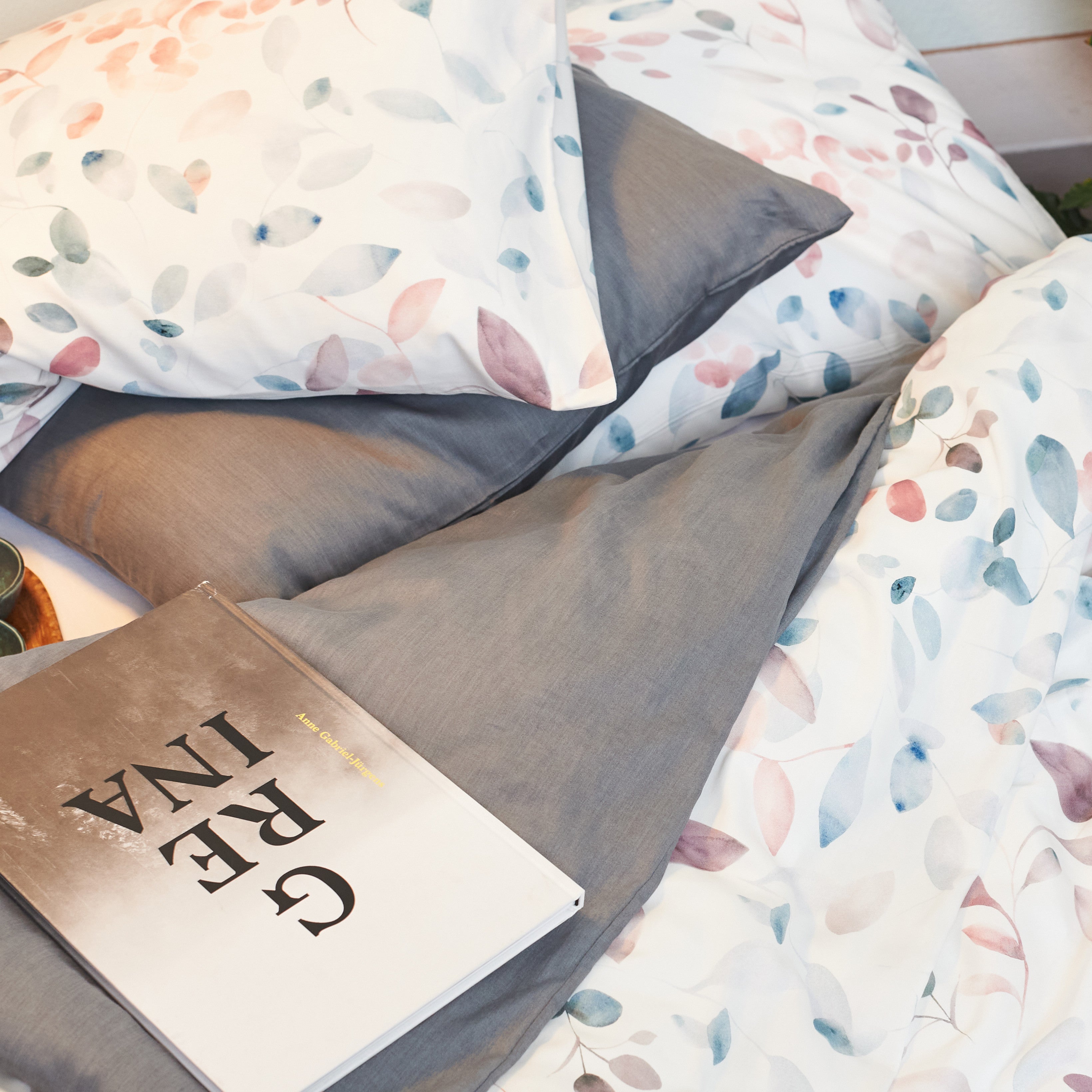 GREINA ocean blue/cassis, Duvetbezug 160x210 cm