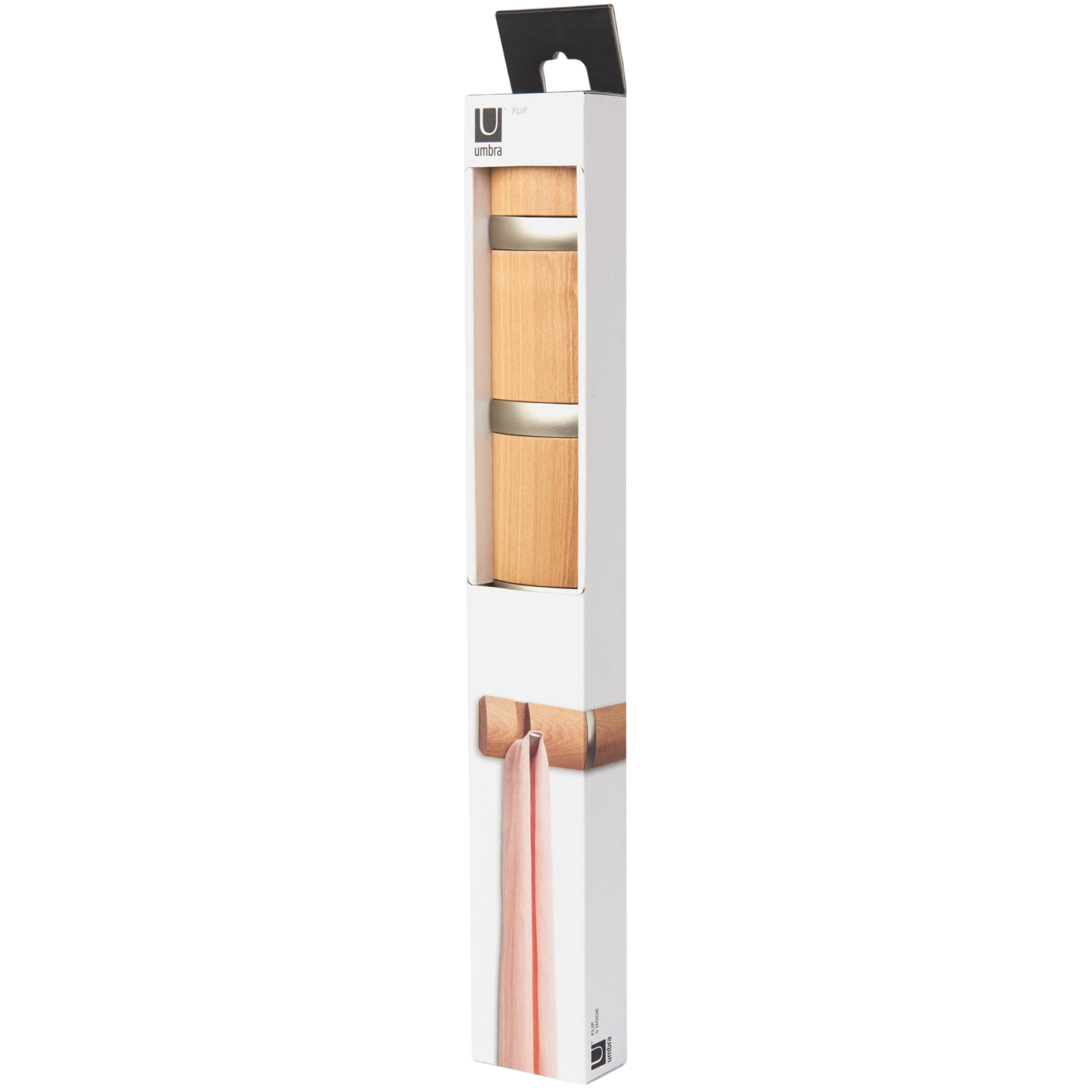 Garderobenleiste Flip 5 Haken, Hellbraun / Silber