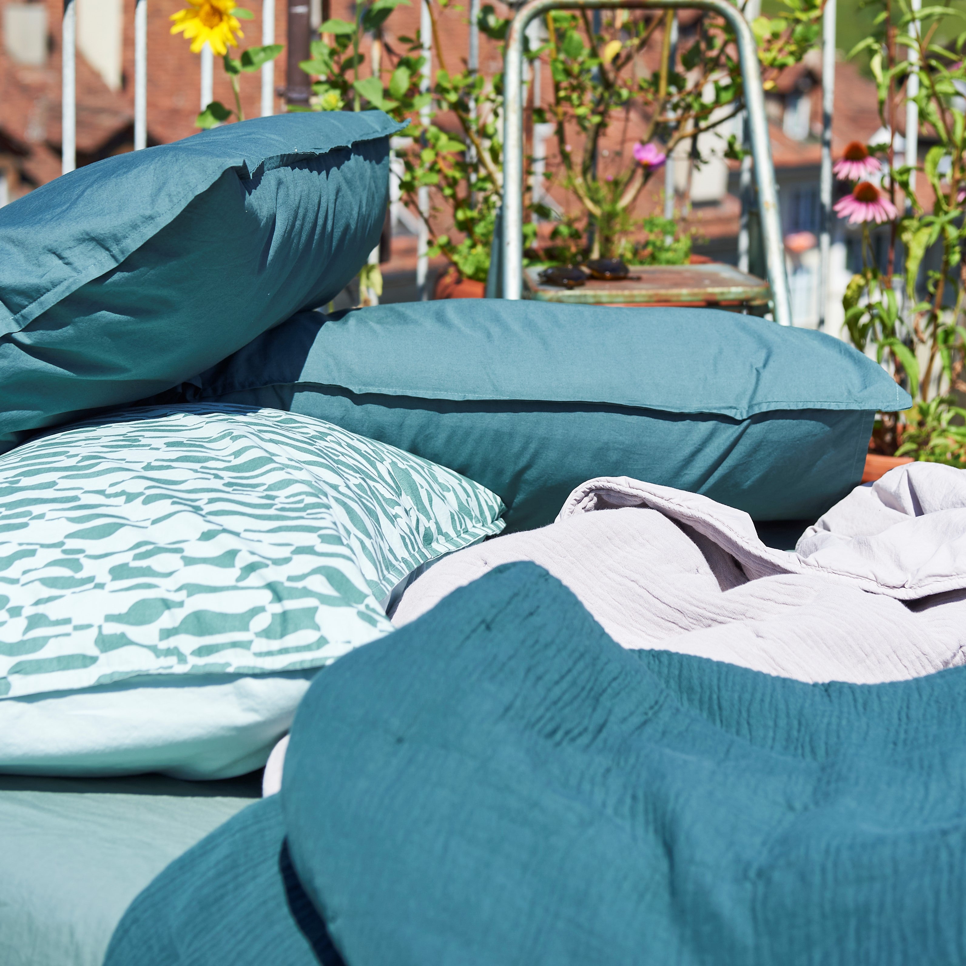 NORA blanket dark green, quilt 150x200 cm