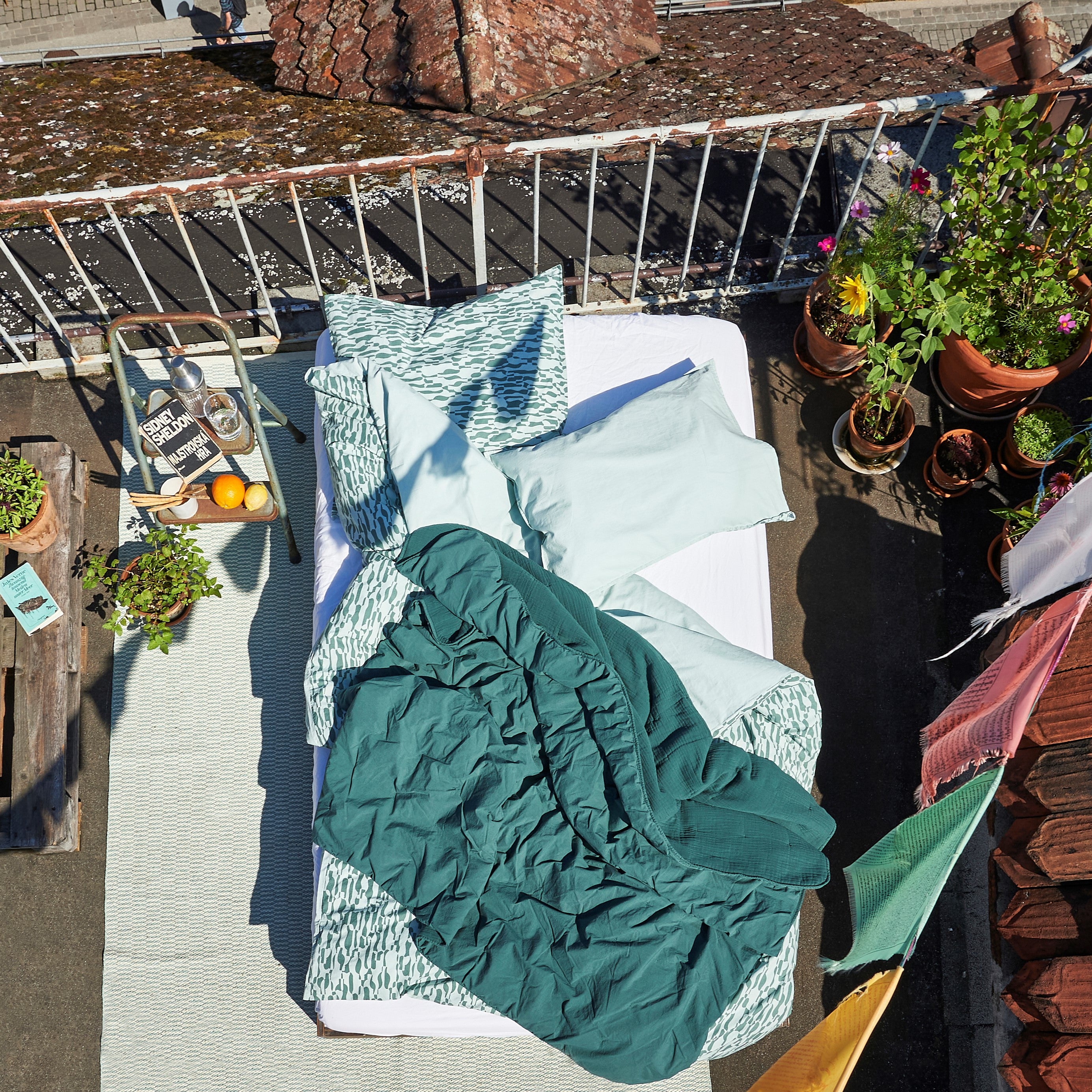 NORA blanket dark green, quilt 150x200 cm