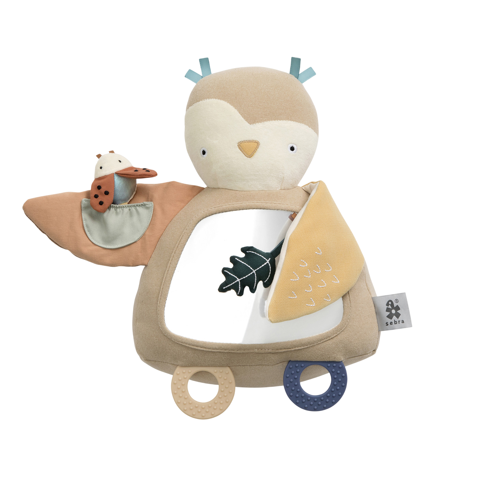 Baby activity toy, Blinky the owl, maple beige