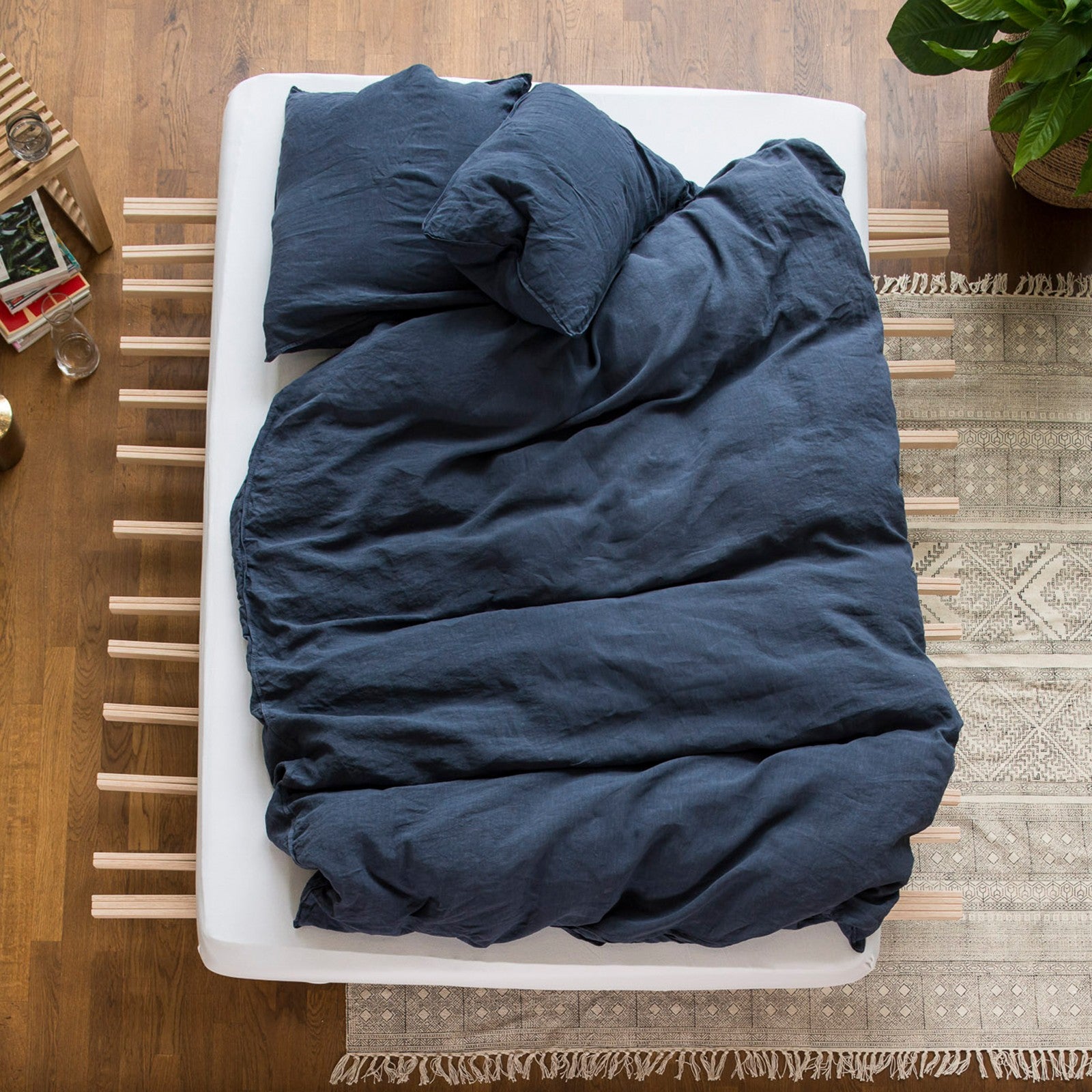 Linus uni, indigo pillowcase 40x60 cm