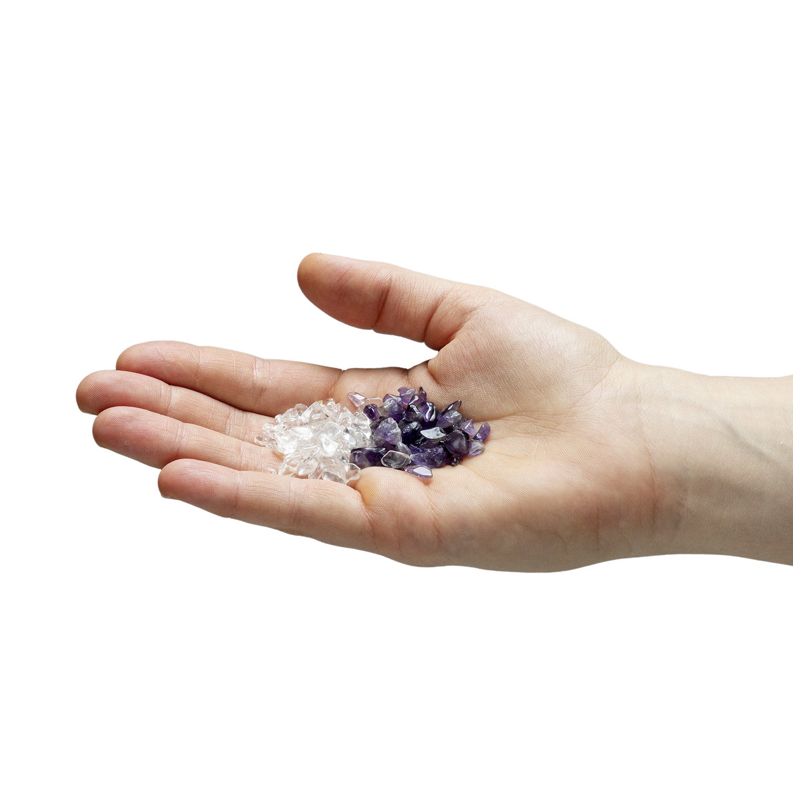 Swiss stone pine spelt cushion with amethyst & rock crystal