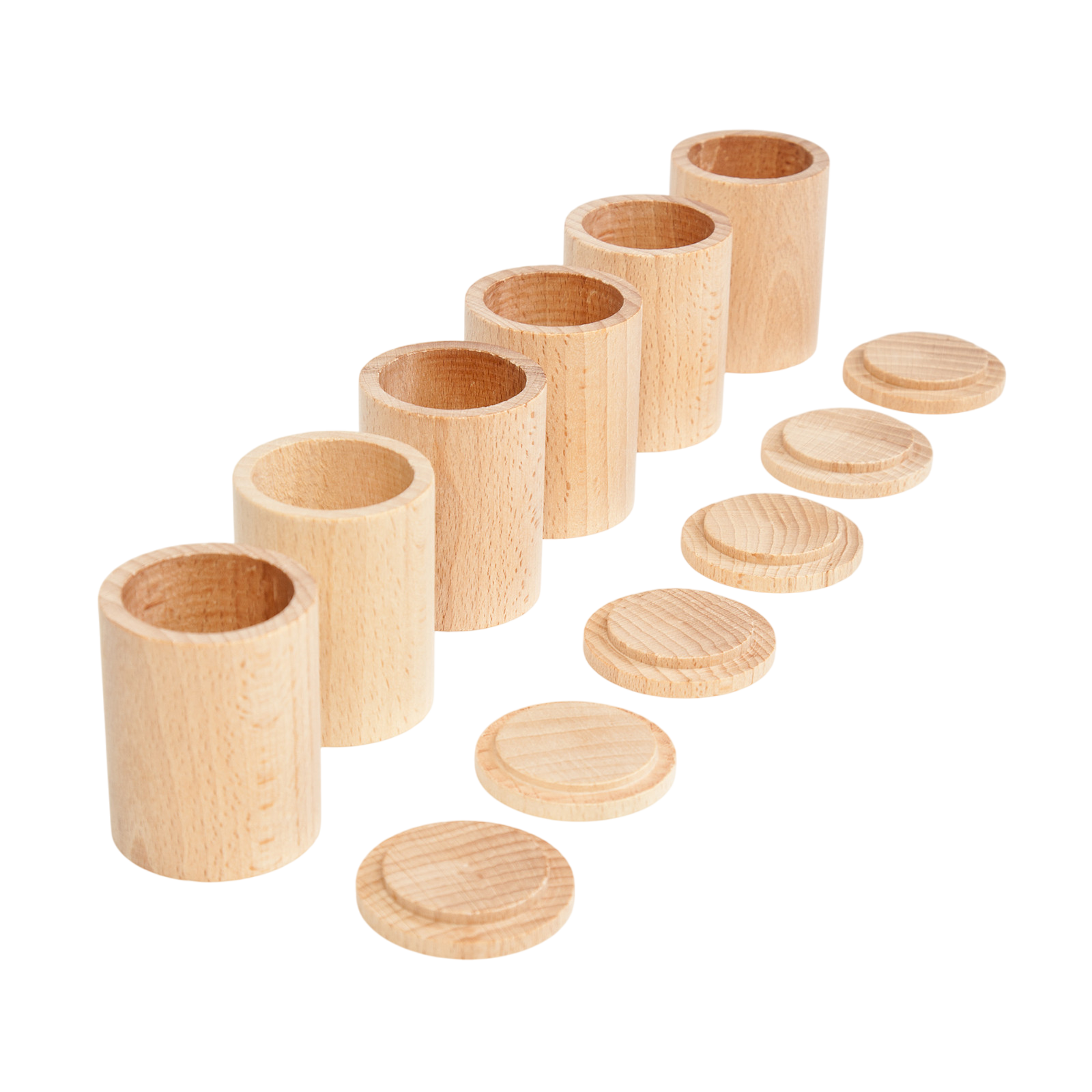 Wooden mug with lid Natural 6 pieces Grapat