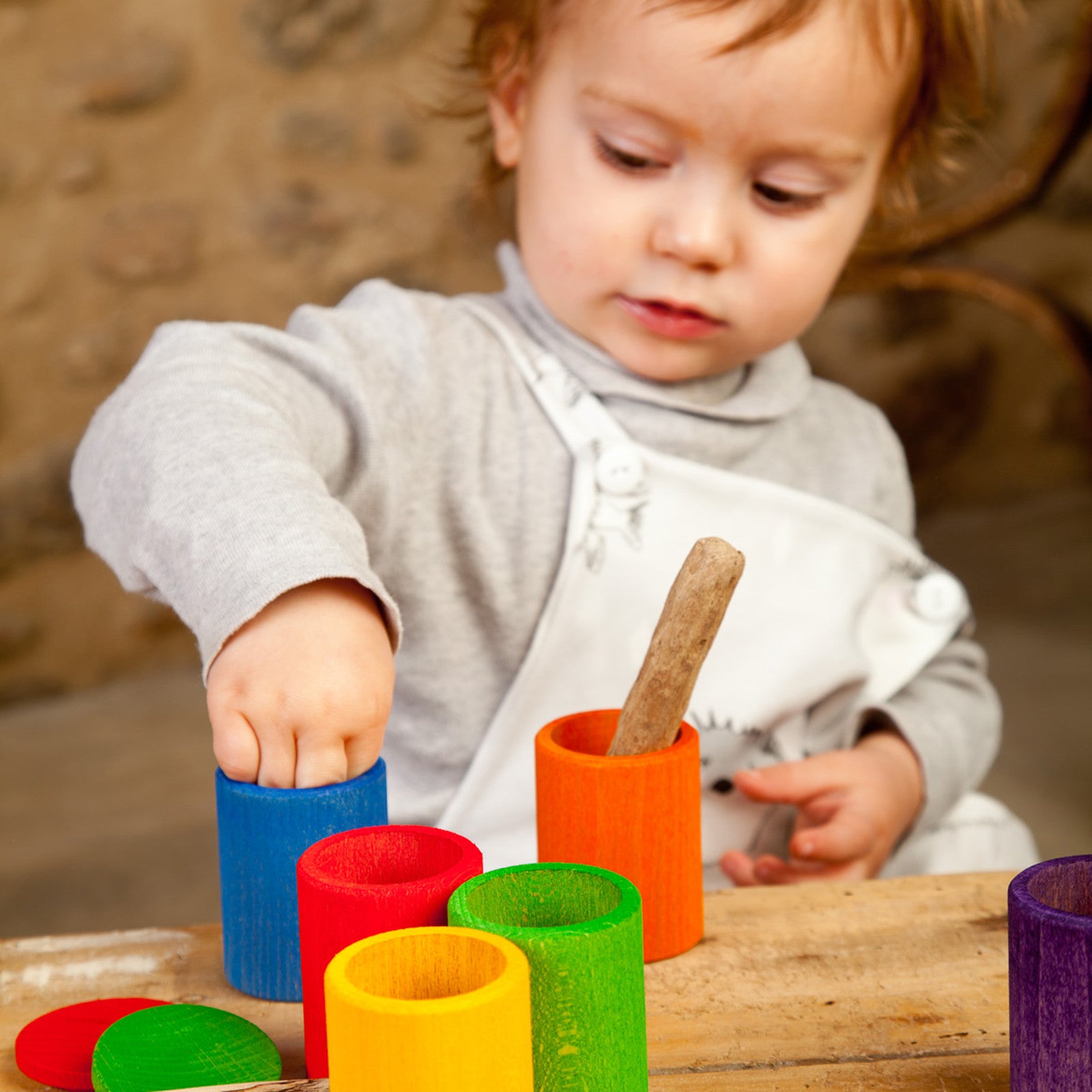 Wooden mug with lid 6 pieces Grapat