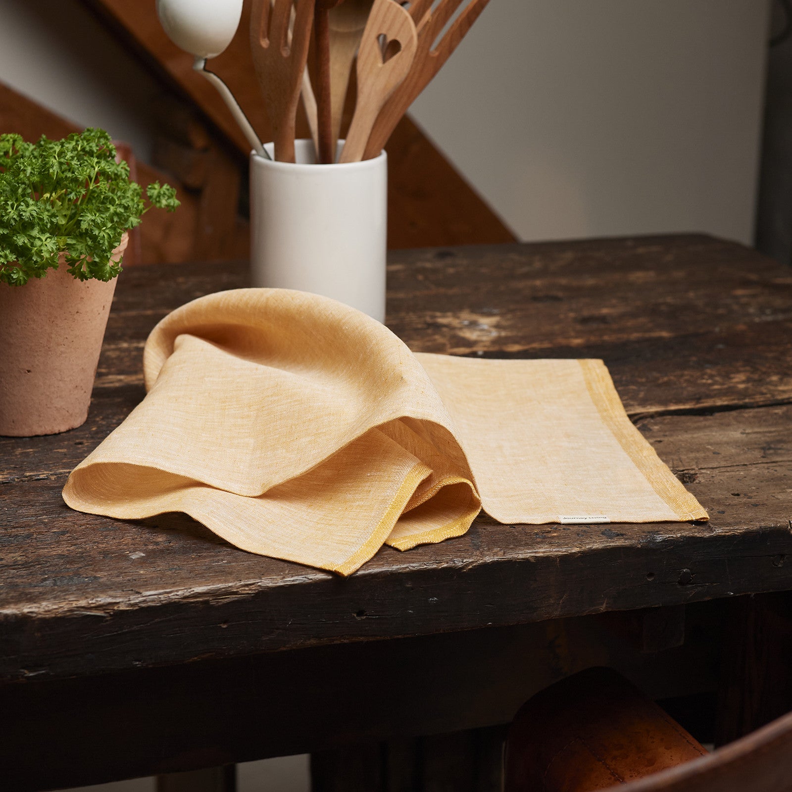 JULIETTE "Chambray" Linge de cuisine mustard 50x70cm