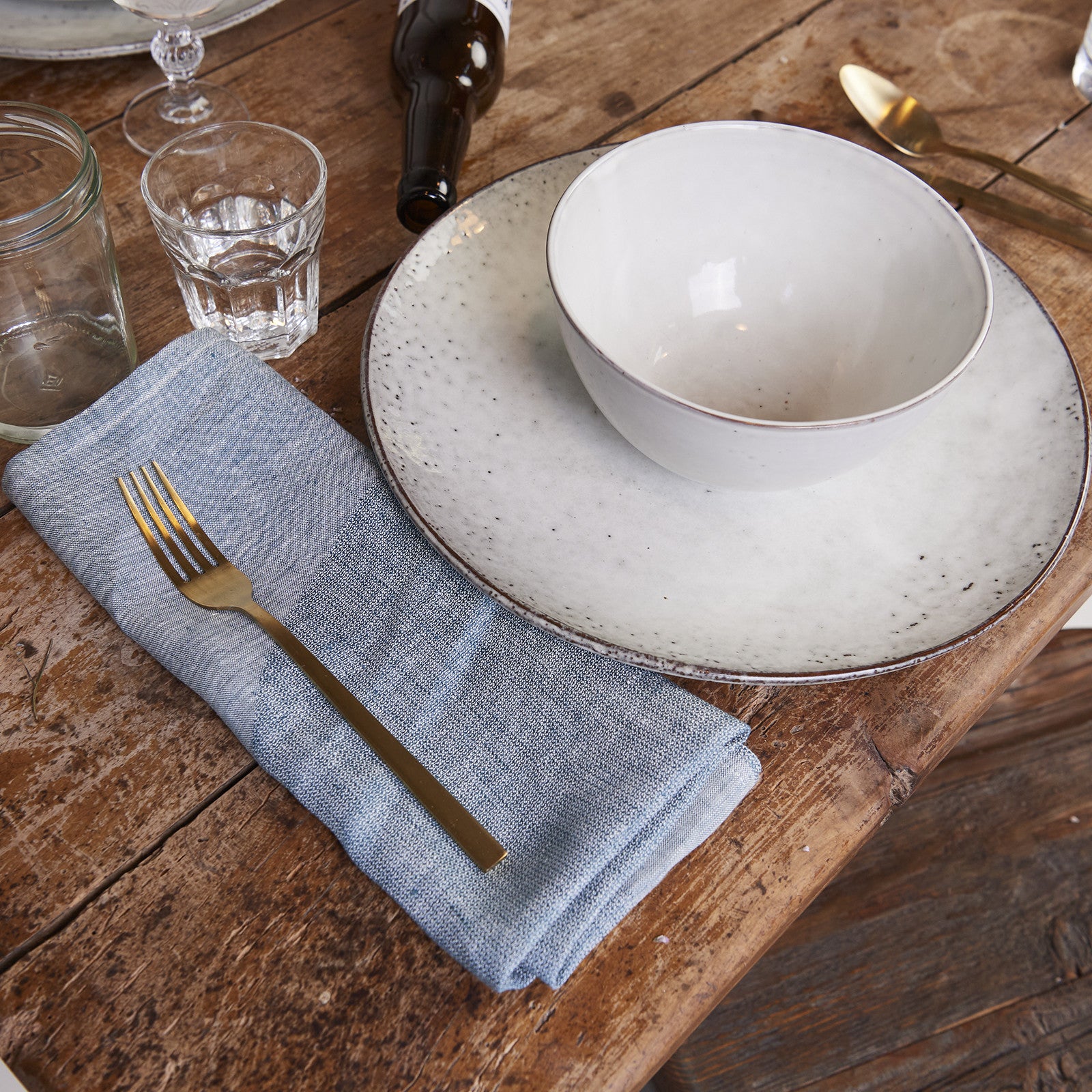 ELISE "Big Dot" serviette de table ocean 50x50cm (dark blue)