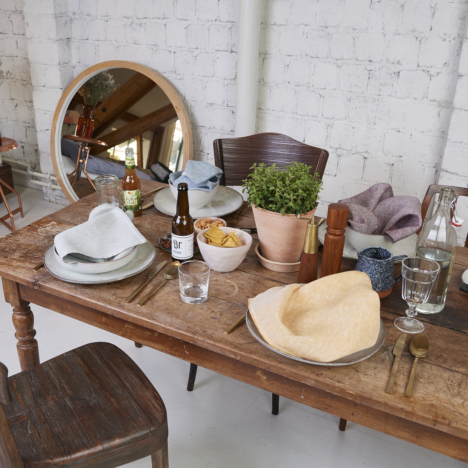 ELISE "Big Dot" serviette de table mustard 50x50cm