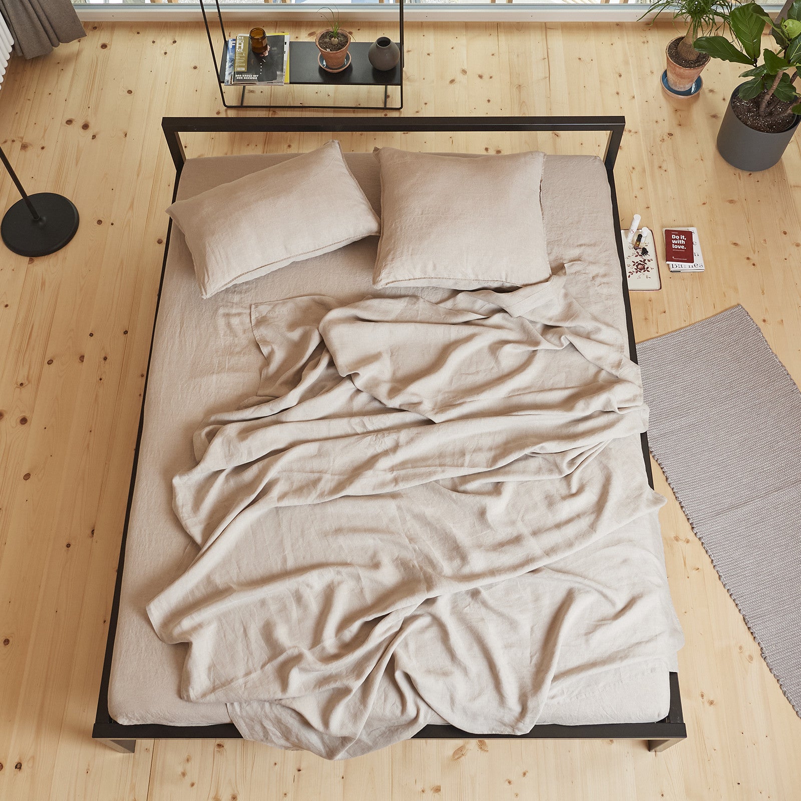 Linus uni, natural top sheet 170x270 cm