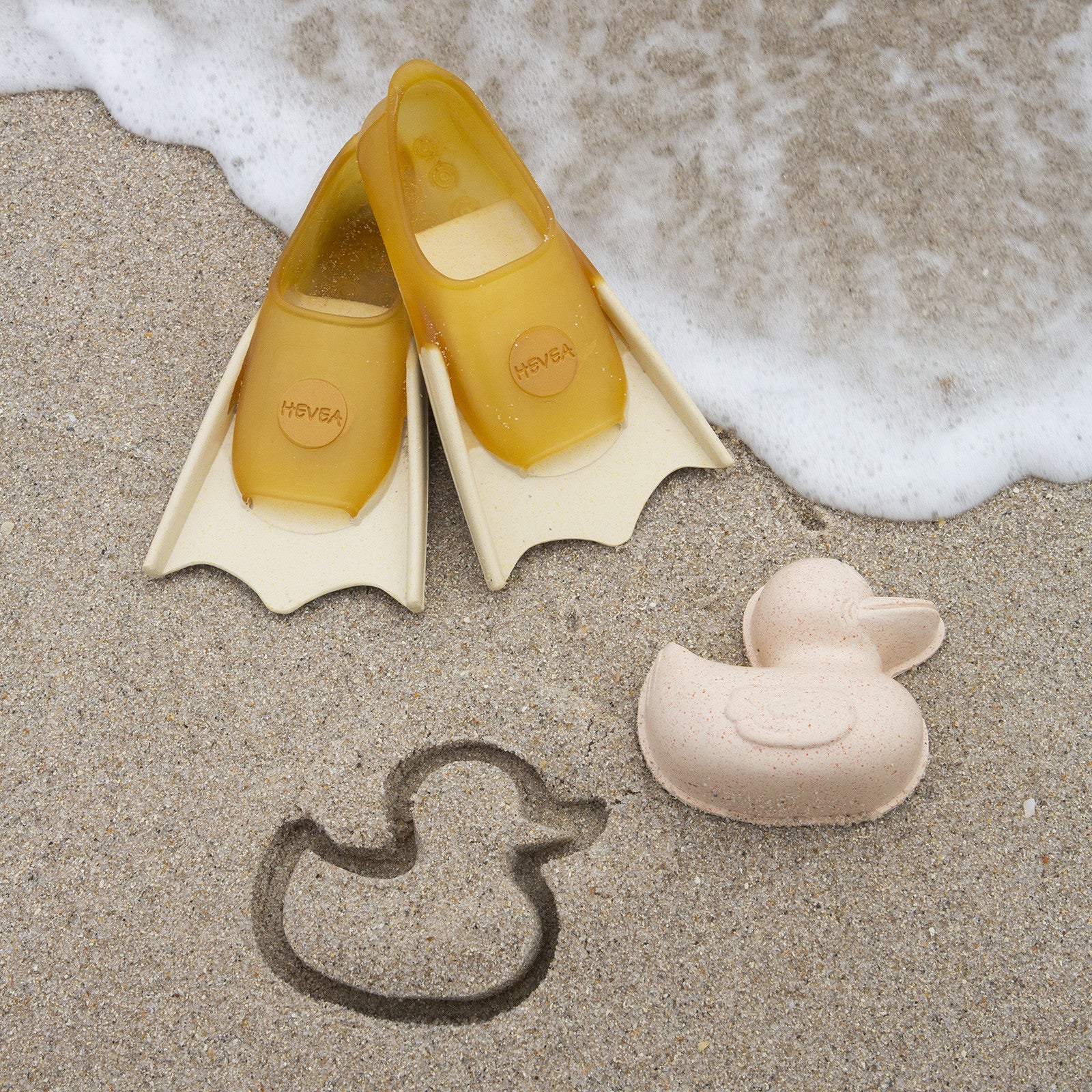 Baby Duck Shaped Fins + sand shaper hellgelb