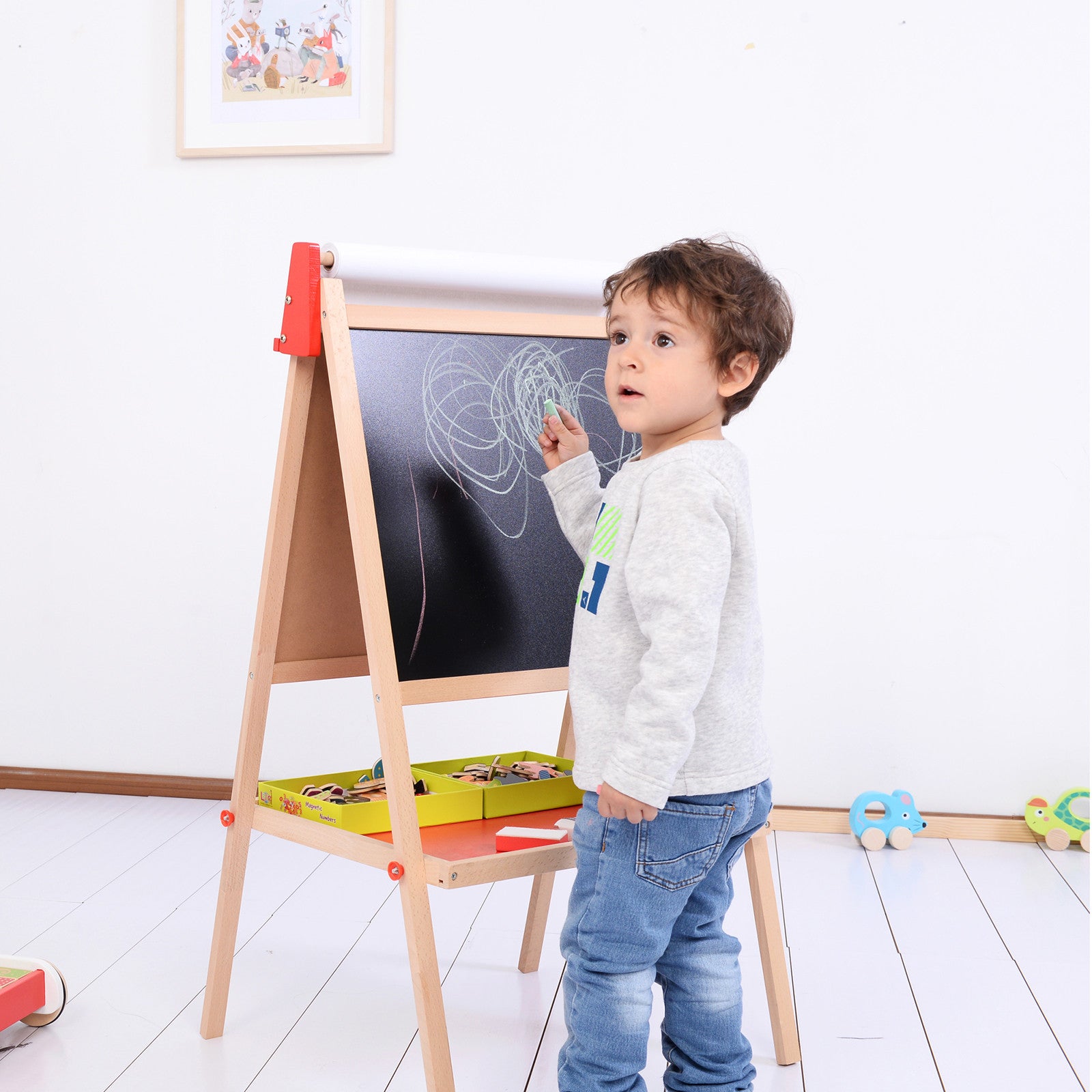 Spielba magnetic blackboard with paper + chalks