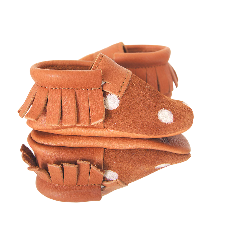 Mokassin Bambi Camel/Weiss