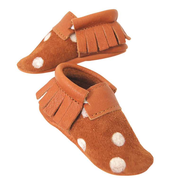 Bambi moccasin camel/white