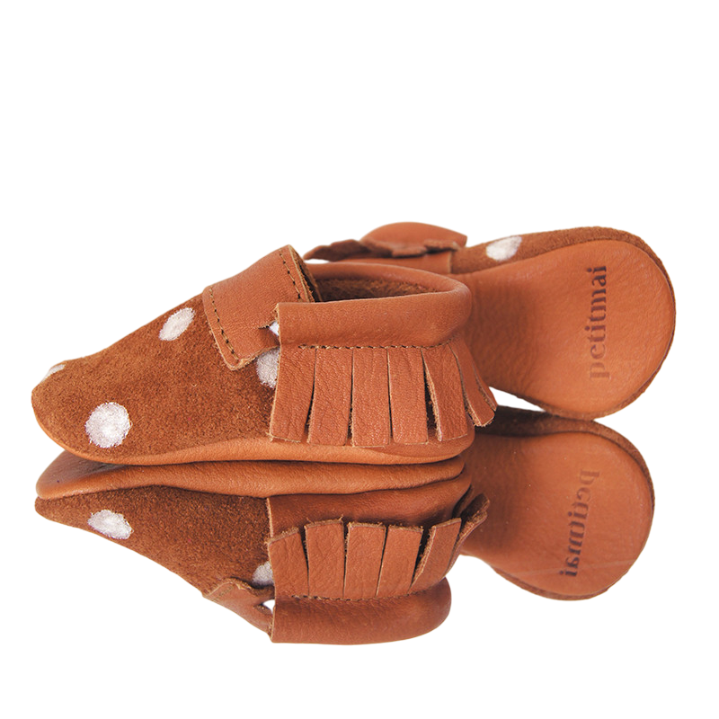 Bambi moccasin camel/white