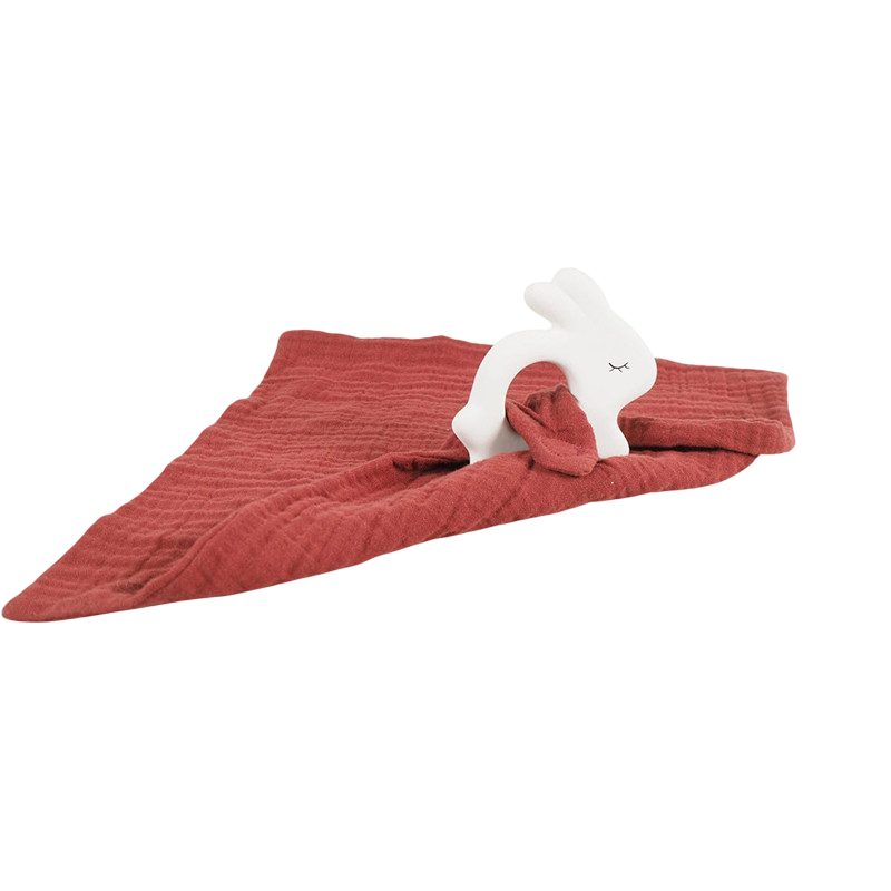 Rubber Rabbit mit Mullwindel Muslin rost