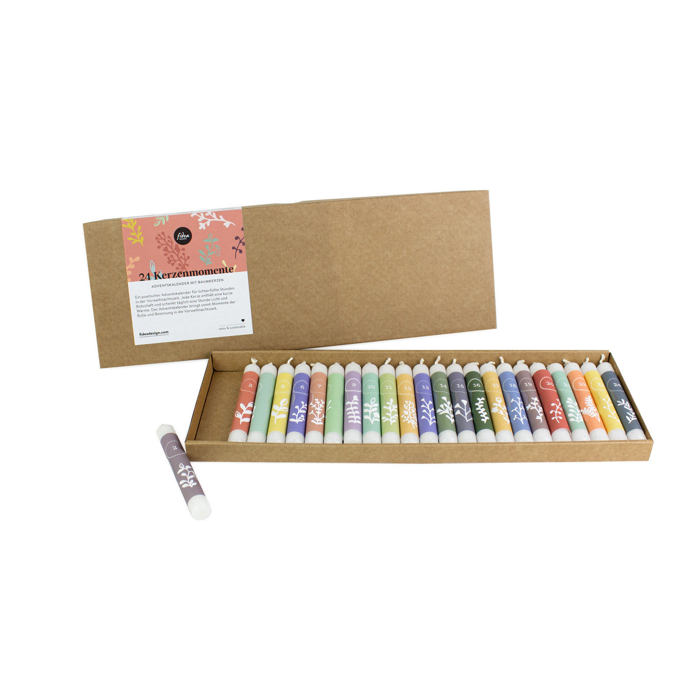 Advent calendar with 24 tree candle moments