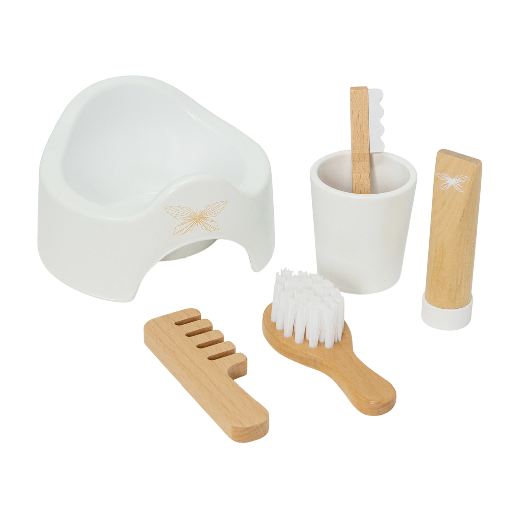 Doll care set with potty