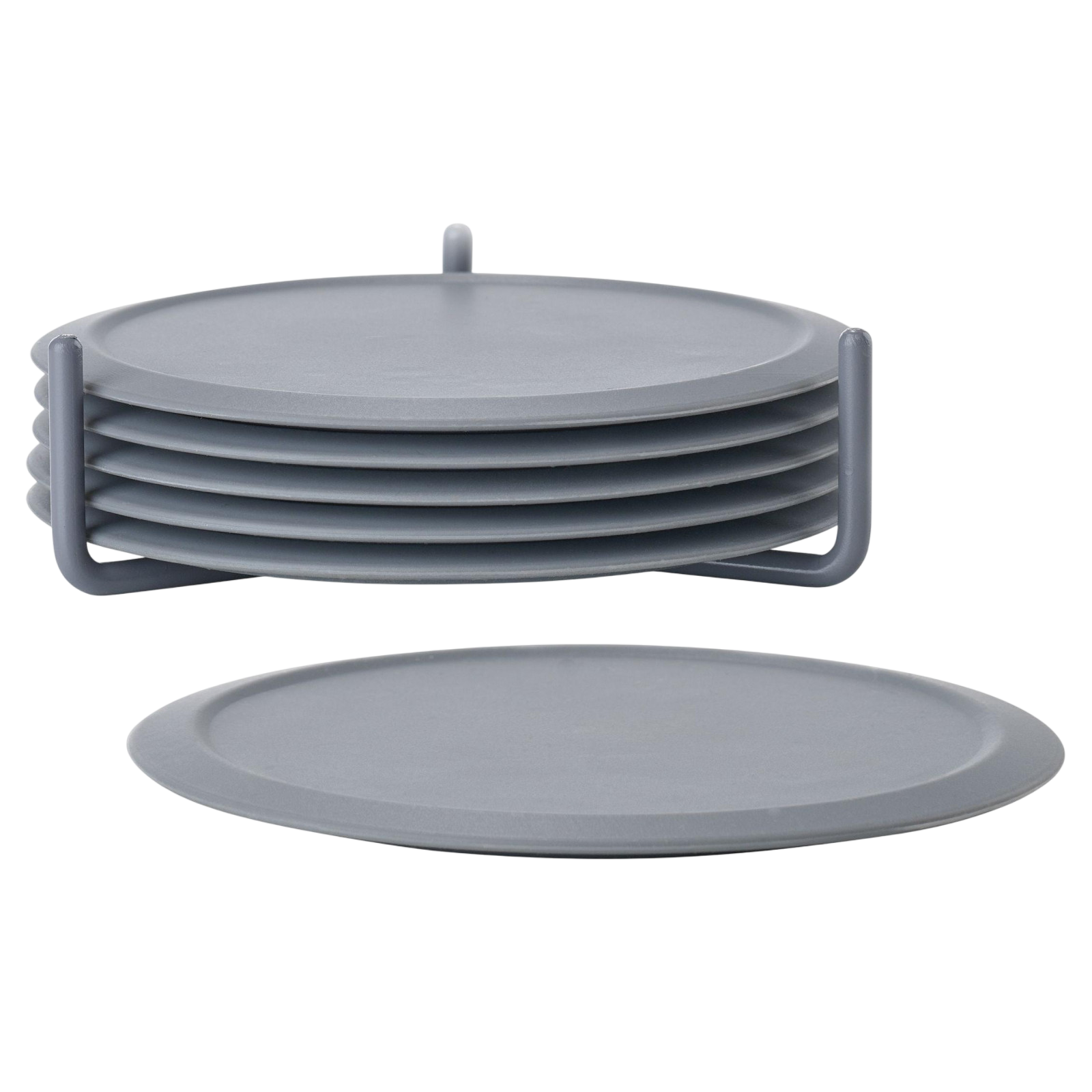 Glass coasters Singles 6 pieces, dark gray