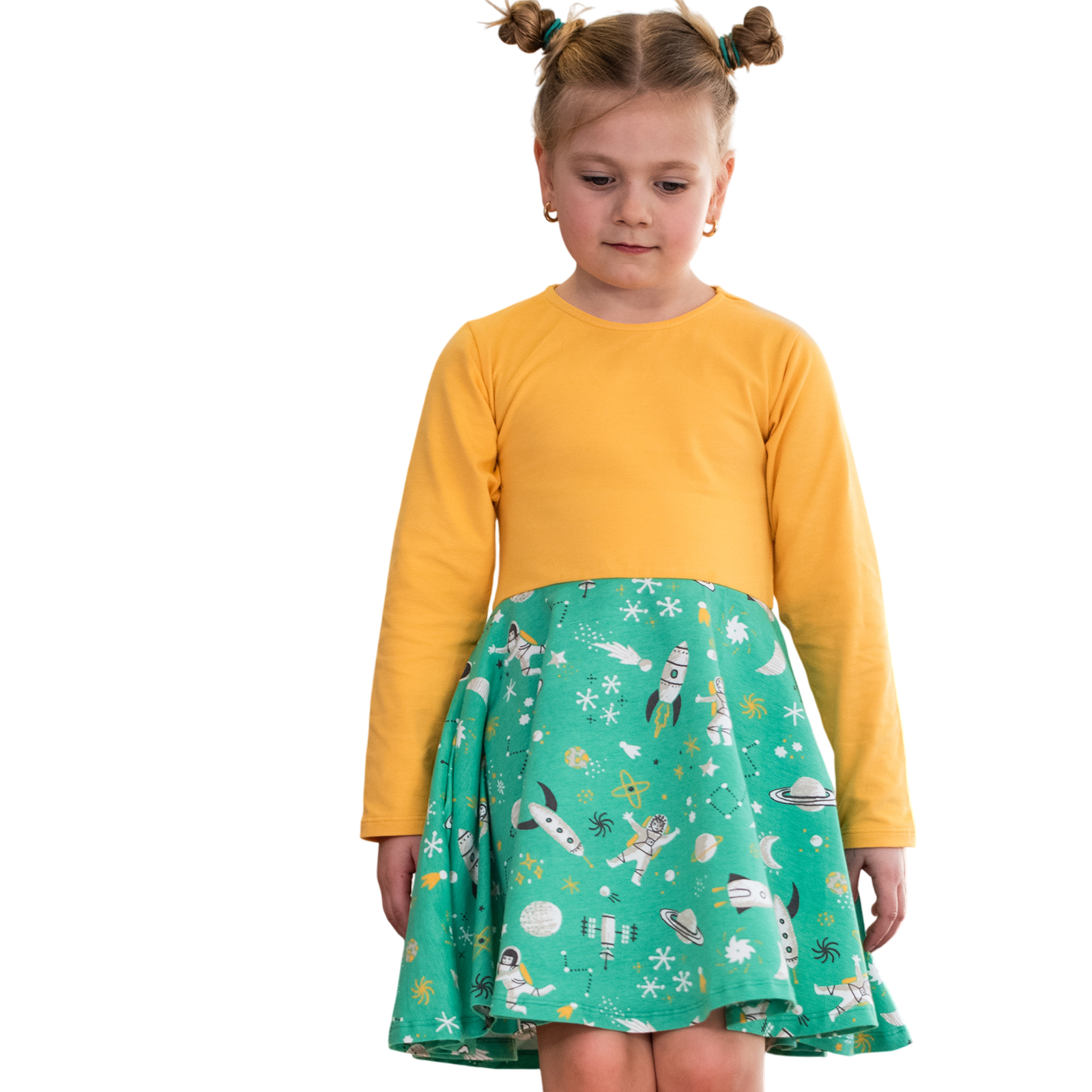 Kleid Astronautinnen gelb / türkis