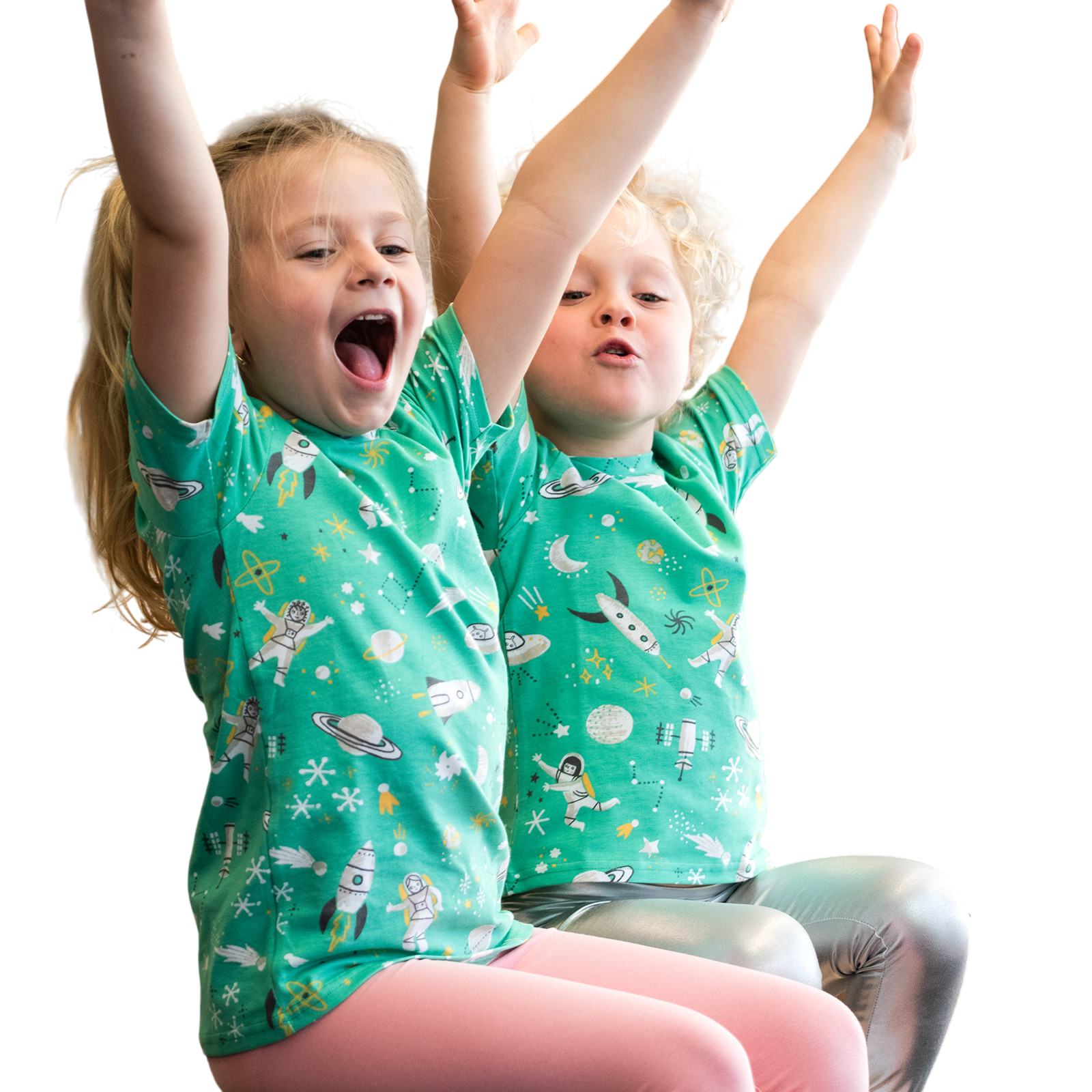 T-shirt Astronautinnen gelb / türkis