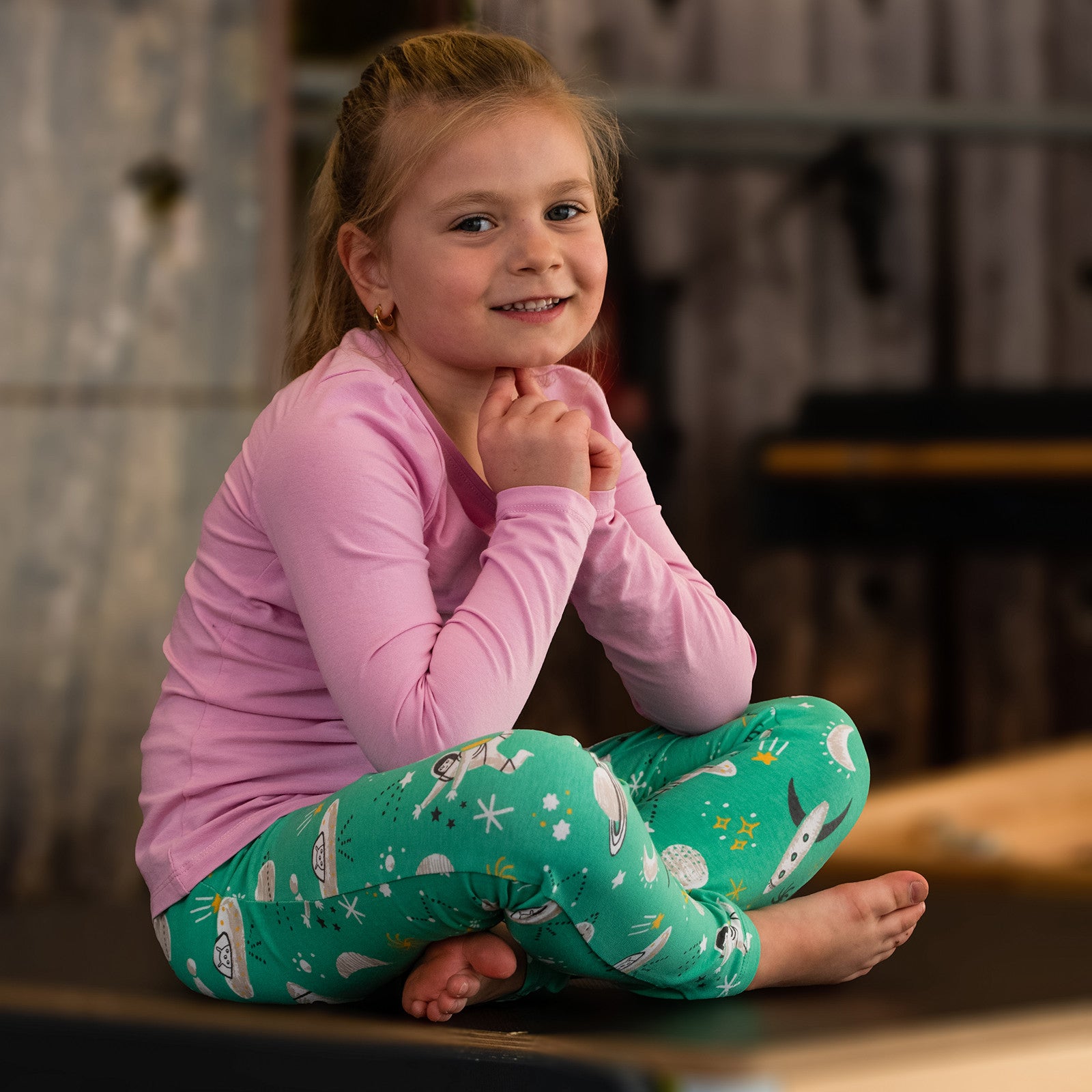 Astronaut leggings yellow / turquoise