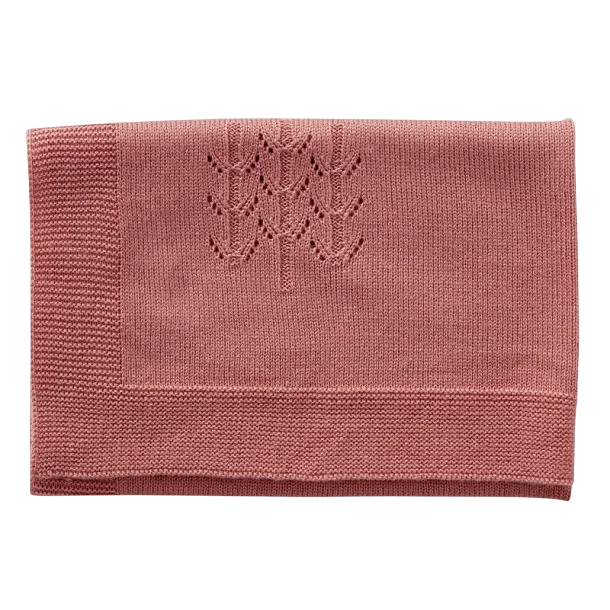 Knitted doll blanket -rose