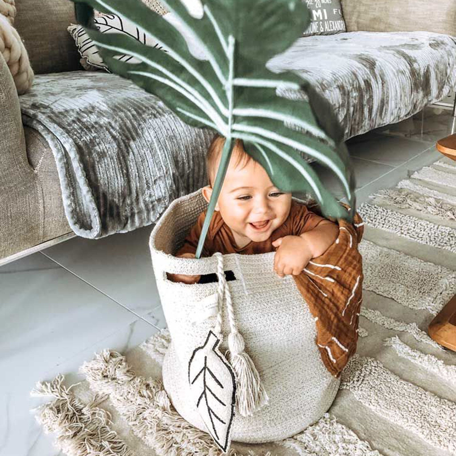 Storage basket Leaf Natural