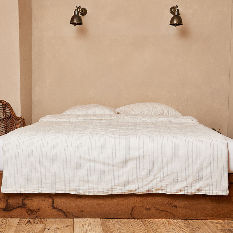 BOLGHERI off white-dusty blue Taie d'oreiller, 65 x 100 cm