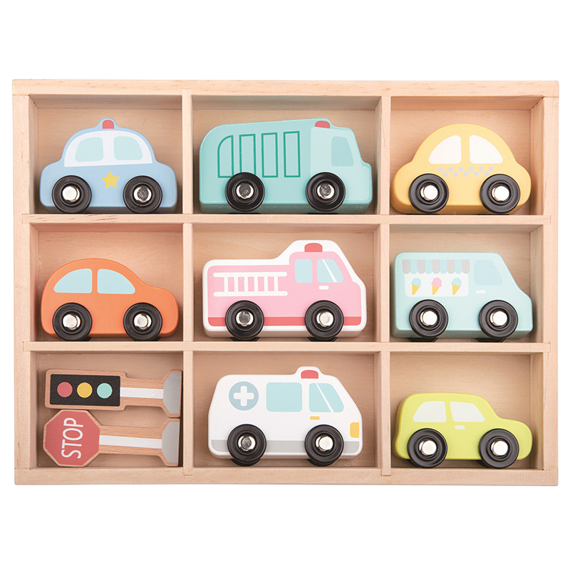 Spielba vehicle set in wooden box