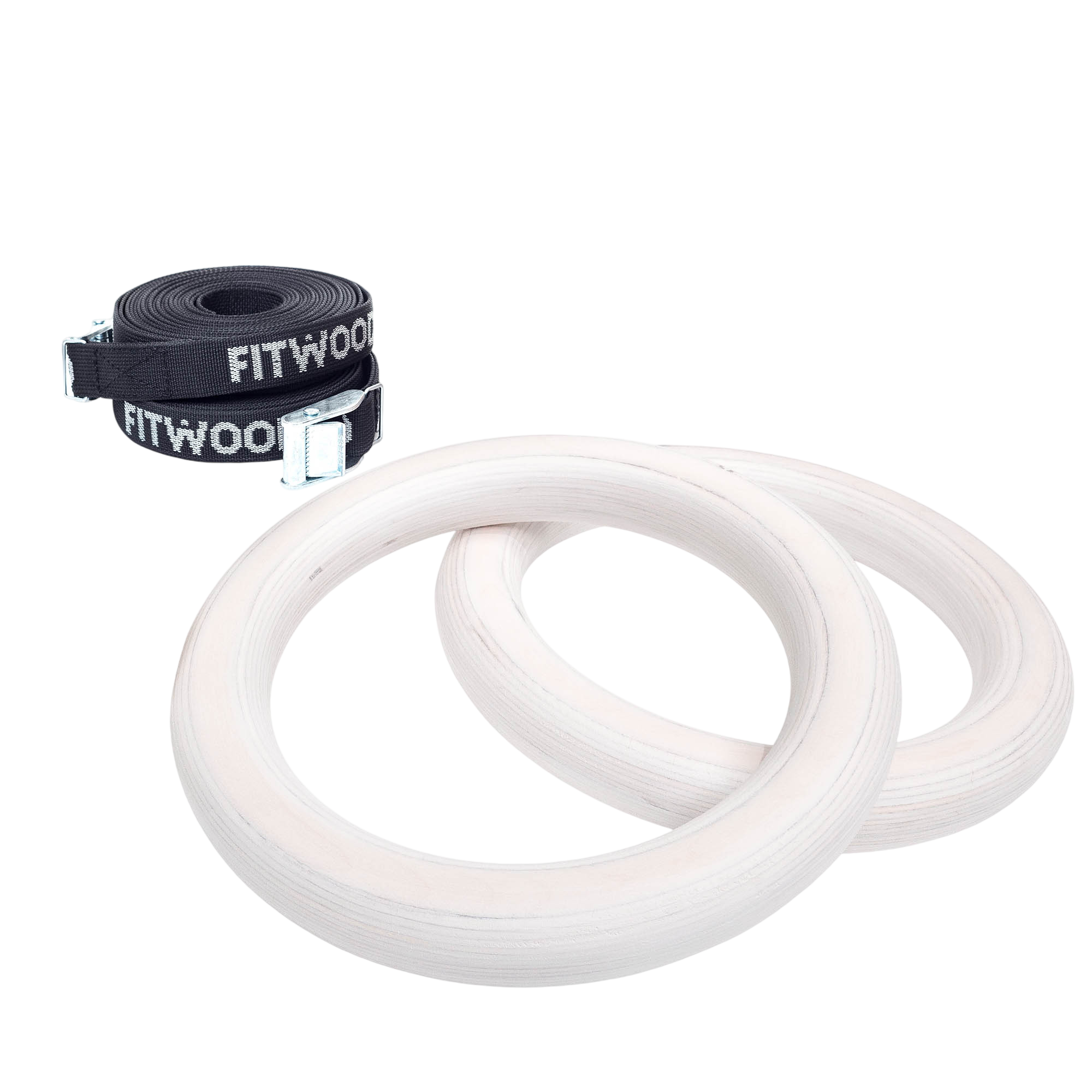 Anneaux de gymnastique enfants Blanc ciré - Rubans noirs