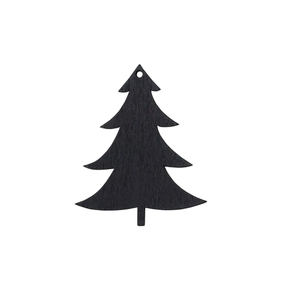 Holzanhänger Tanne Schwarz 8er Set