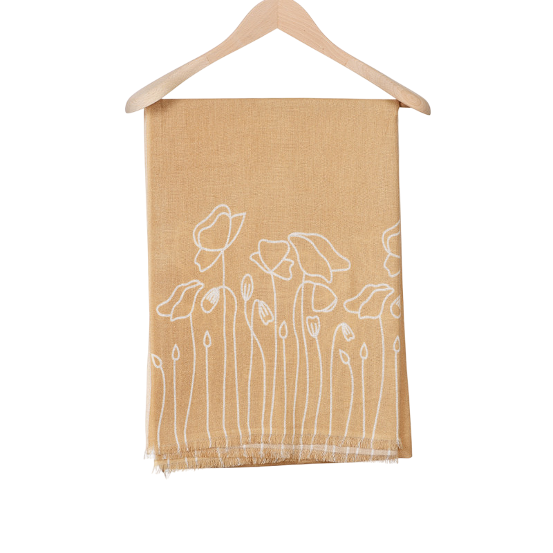 Woll-Schal Mohnblume Print Weiss