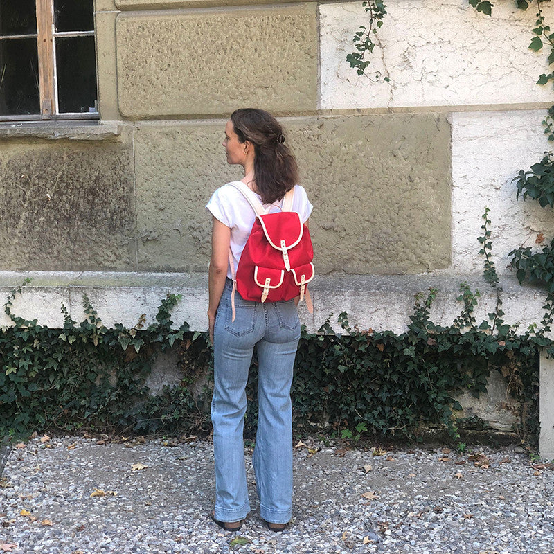 Sac à dos Georgia cuir naturel rouge