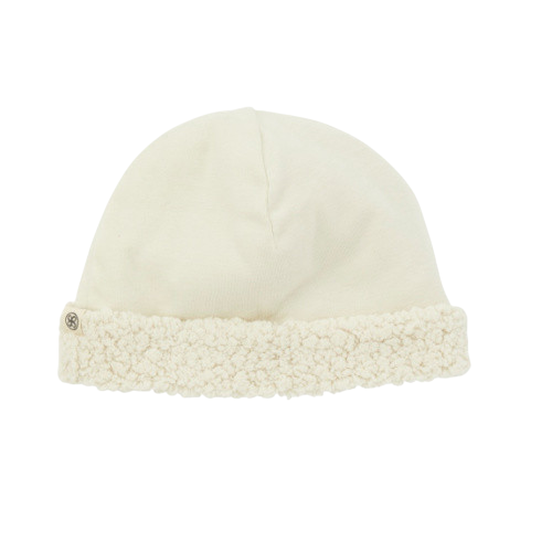 Set Teddy pour bébé : écharpe, bonnet, moufles blanc cassé