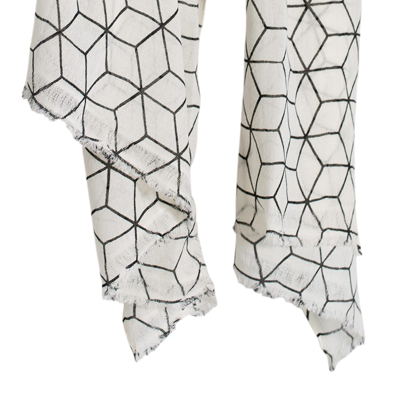 Wool scarf cube white