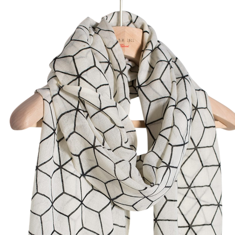 Wool scarf cube white