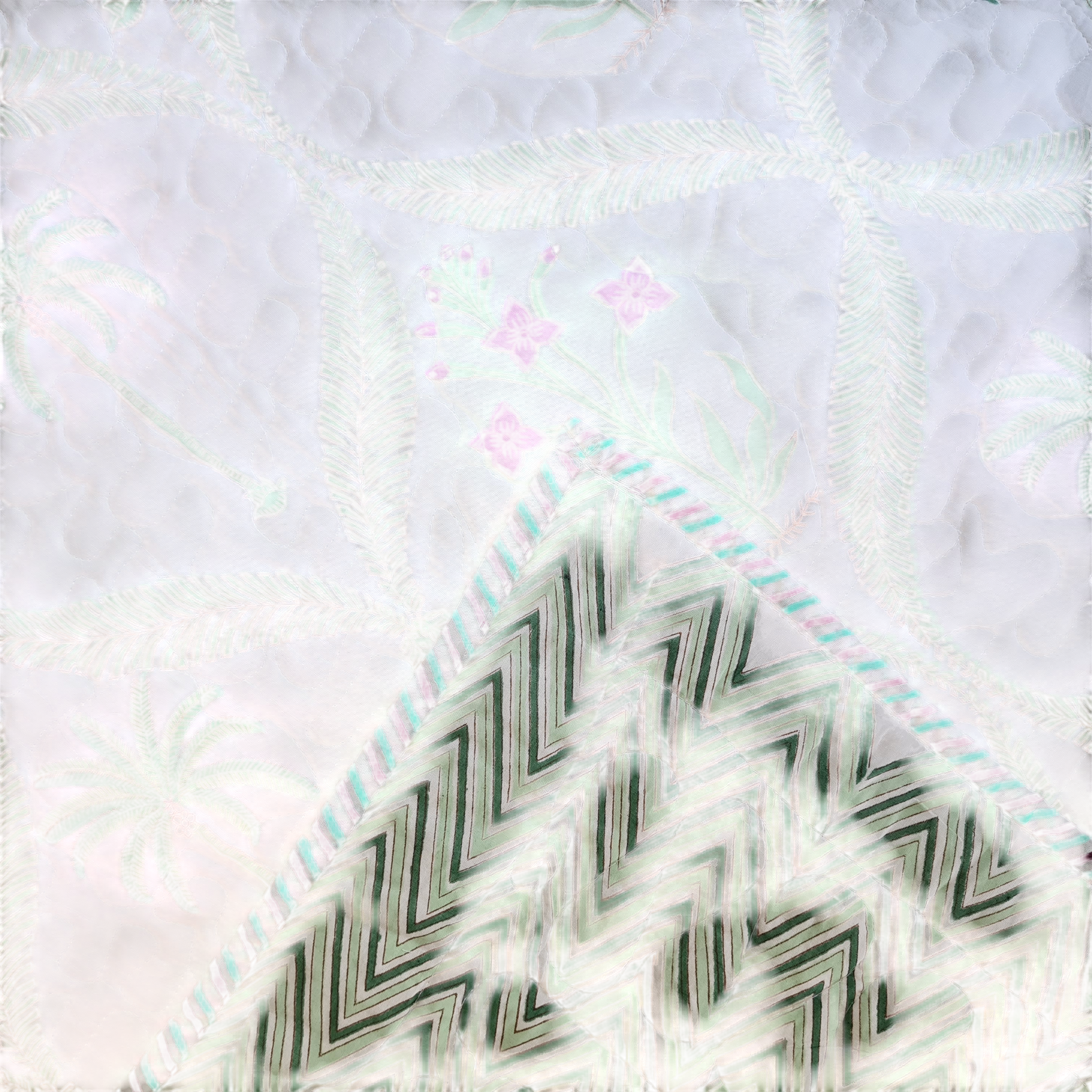 Jeté de lit Block Print Throw Double Mint Green