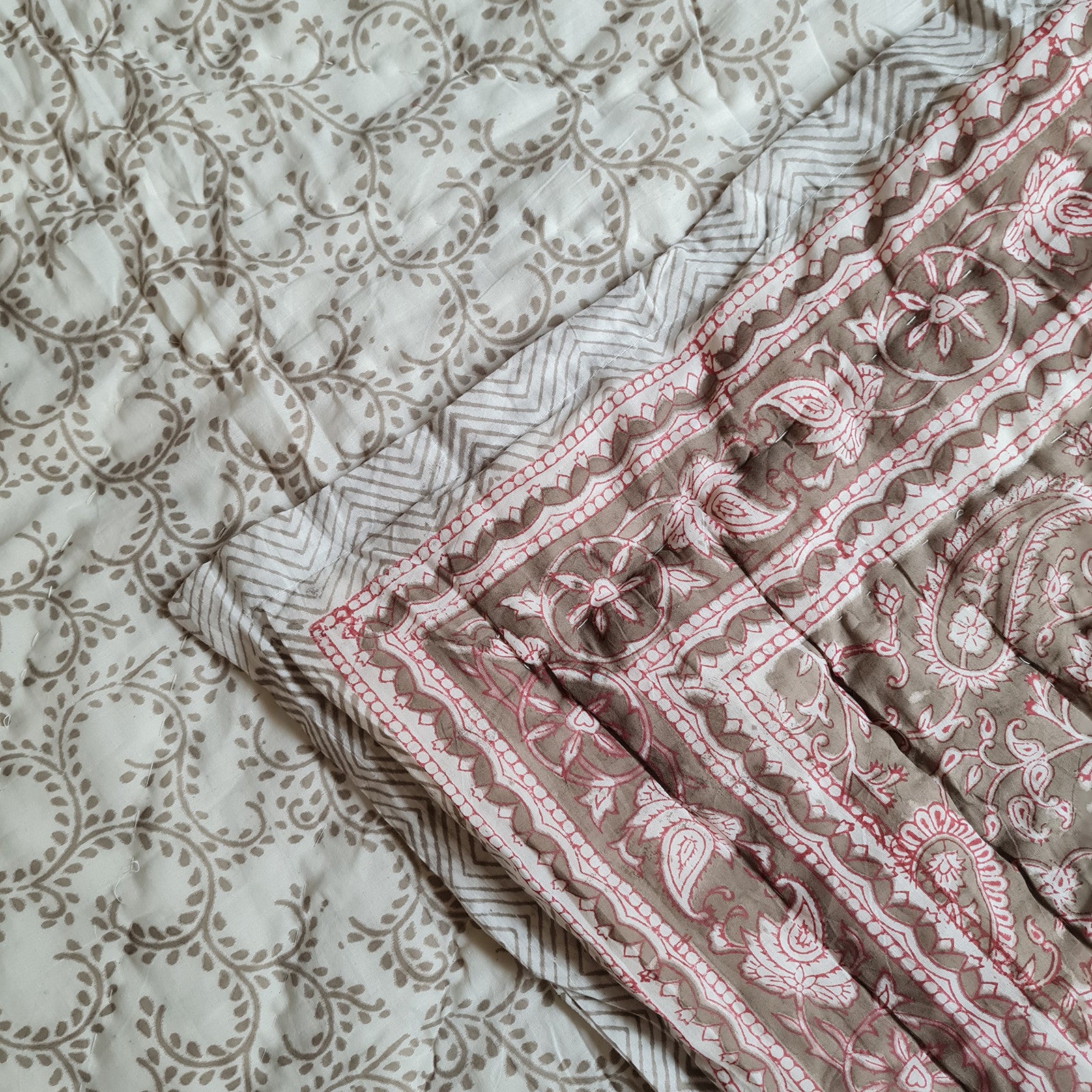 Couette Single Block Print Pasley Brown