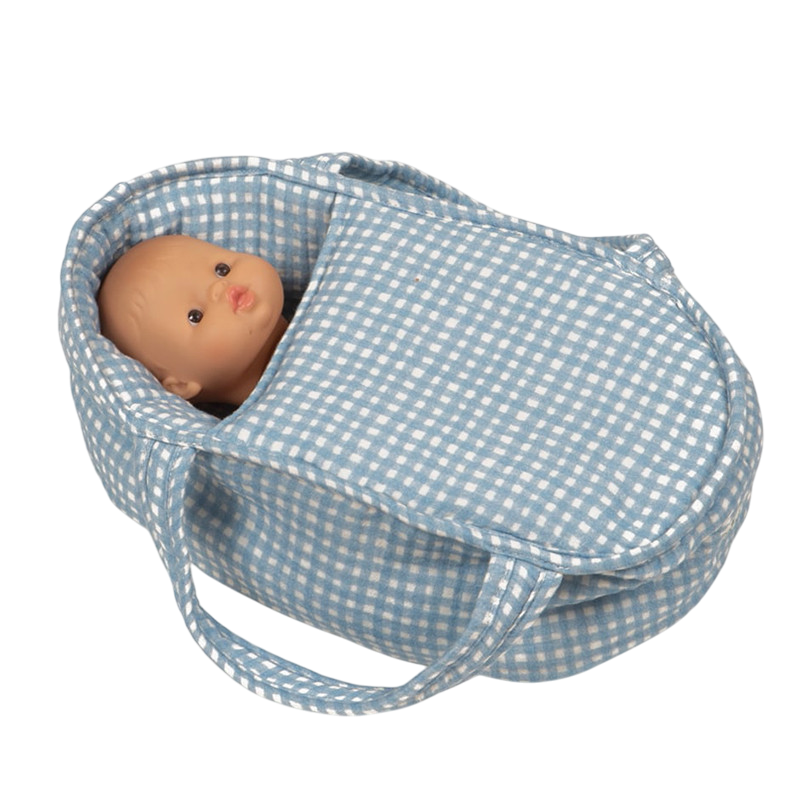 Porte-poupée Vichy bleu