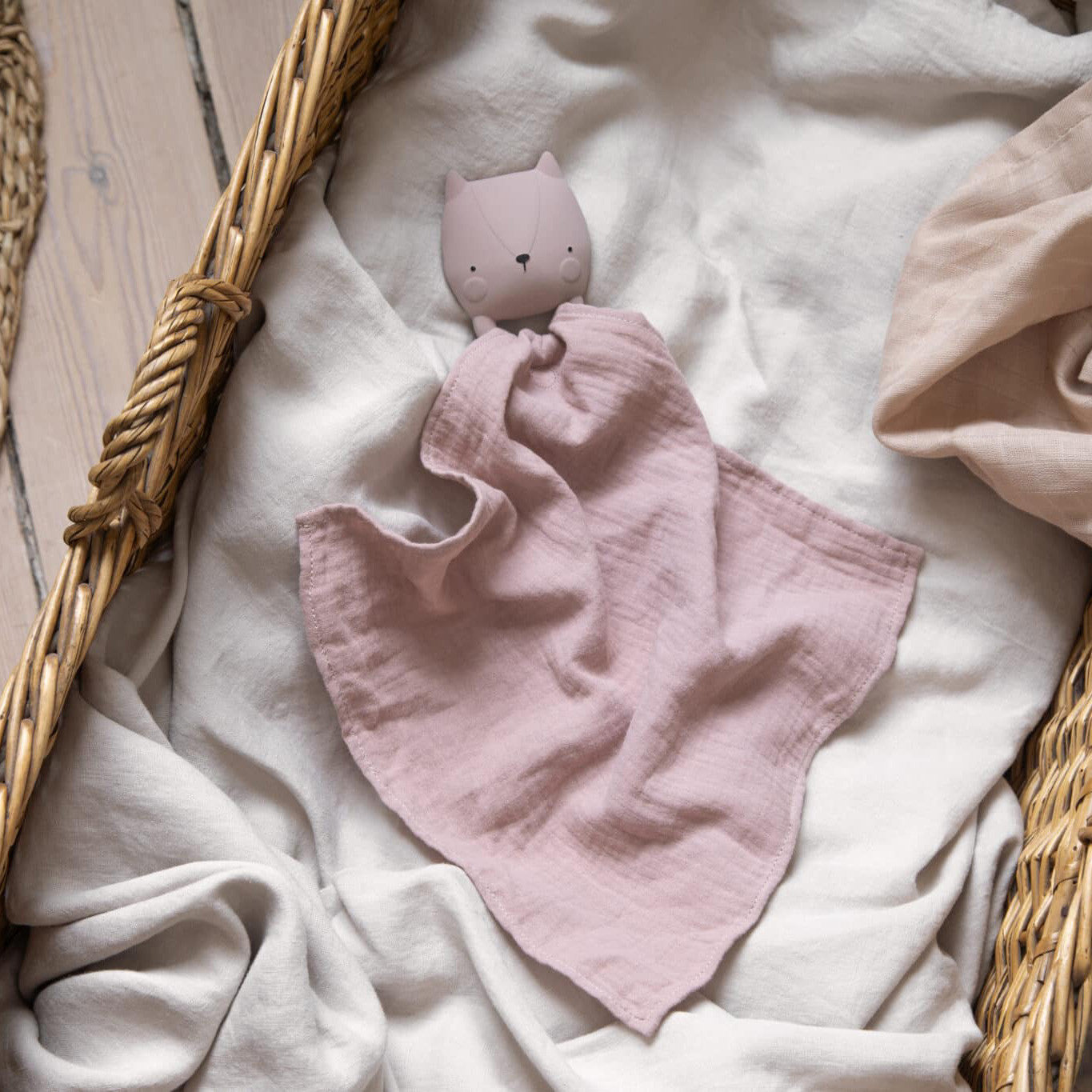 Anneau de dentition et doudou pour bébé Zappy Caoutchouc naturel rose