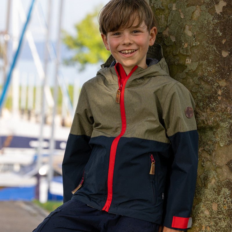 Kids Puck rain jacket ivy green melange