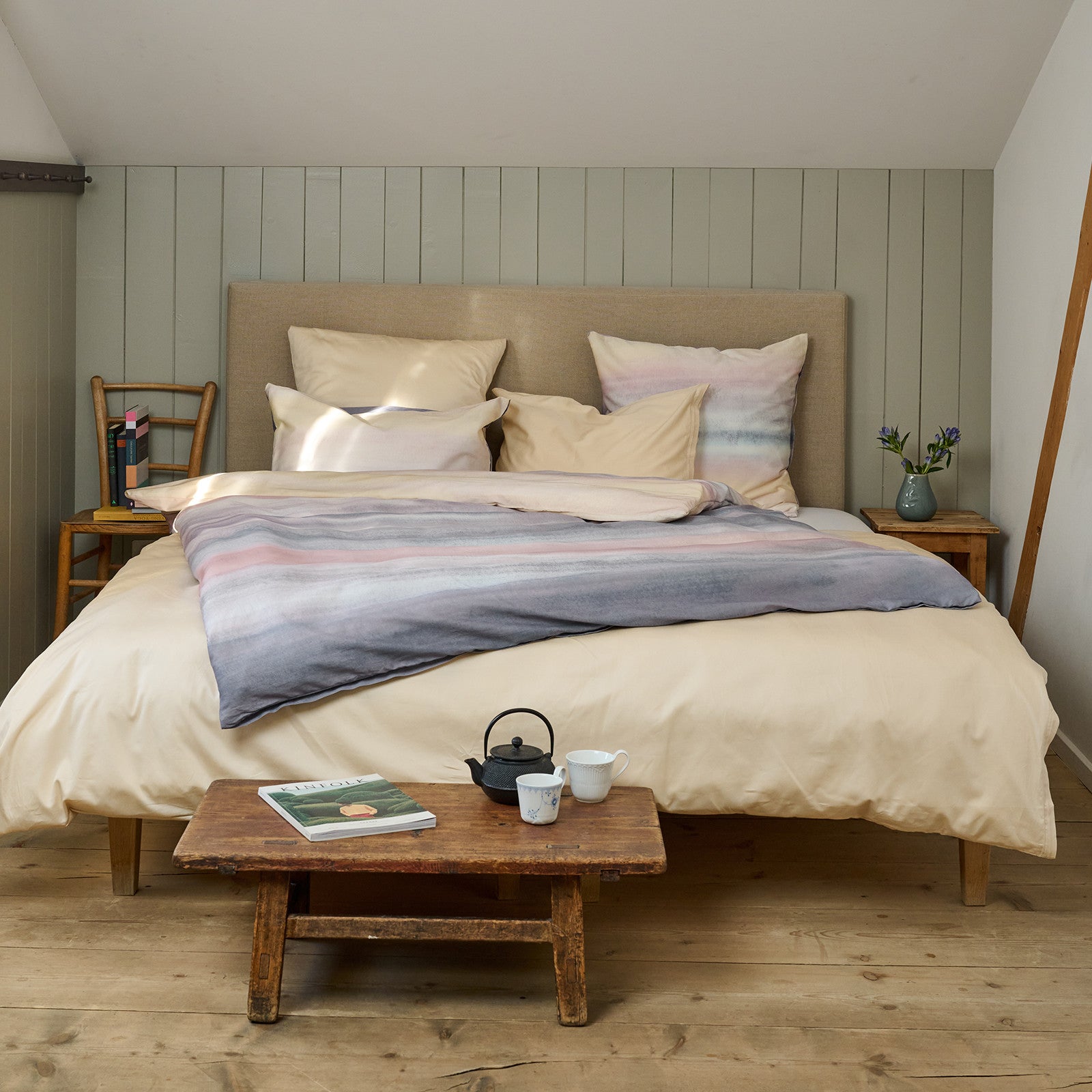 Jurmala Dusty Blue/Sand, comforter cover 160x210 cm