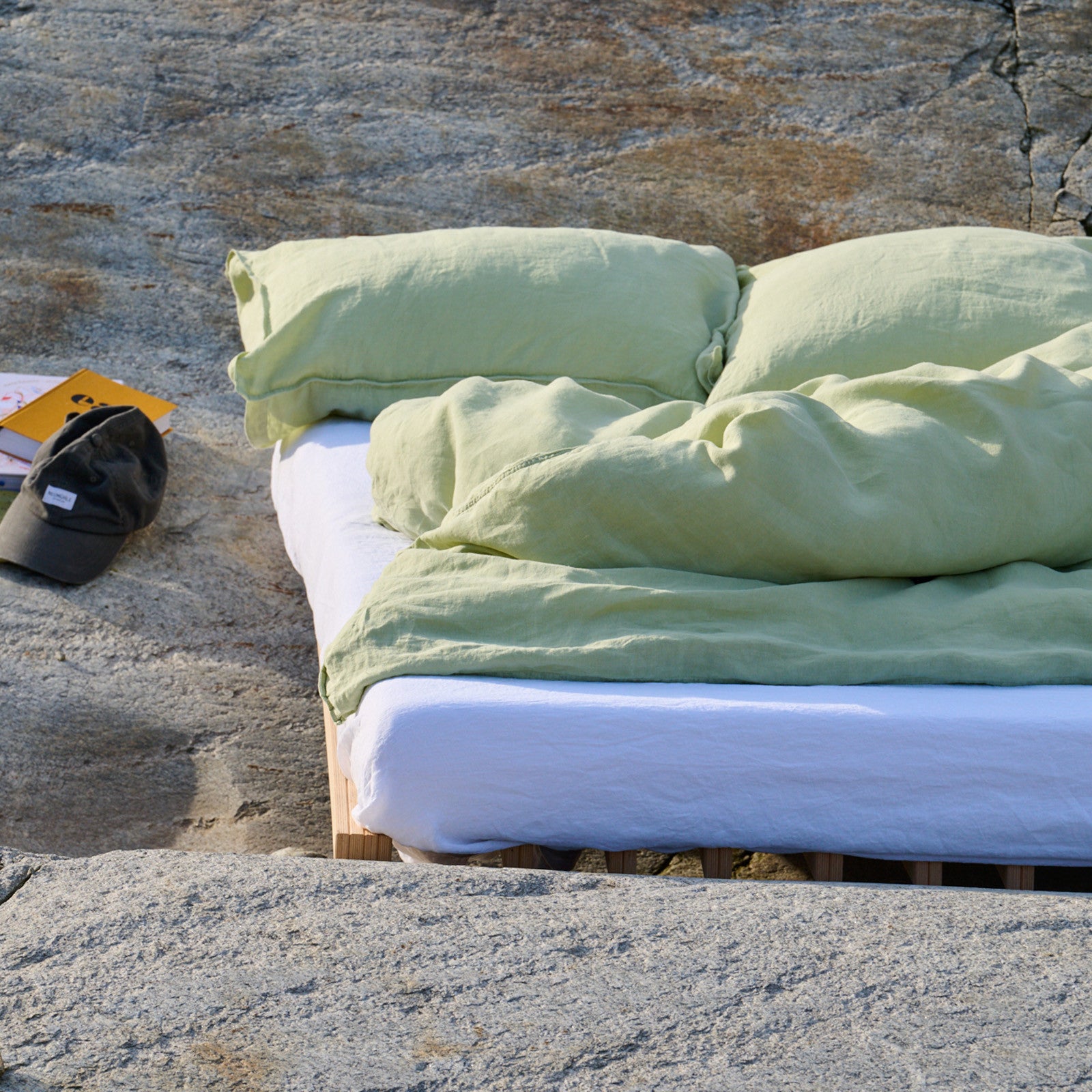 Linus vert mousse uni housse de couette 160x210 cm