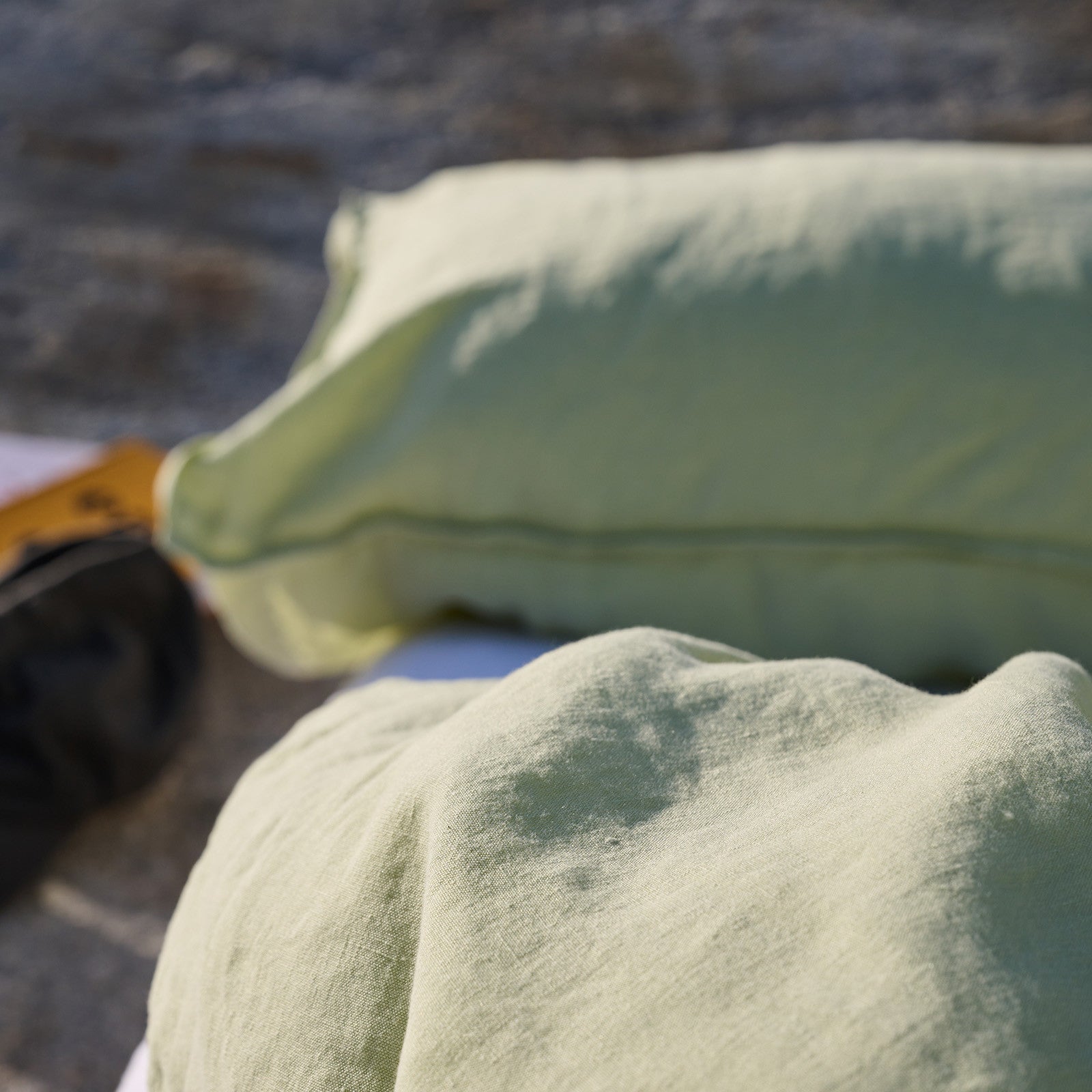 Linus vert mousse uni housse de couette 160x210 cm