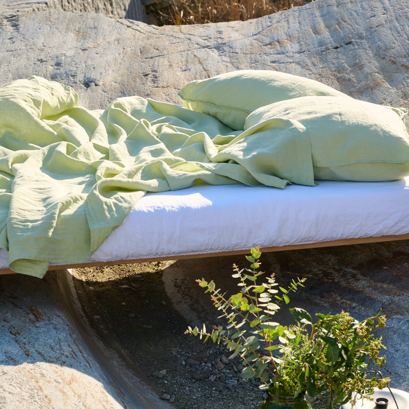 Linus top sheet 170x270 uni, moss green