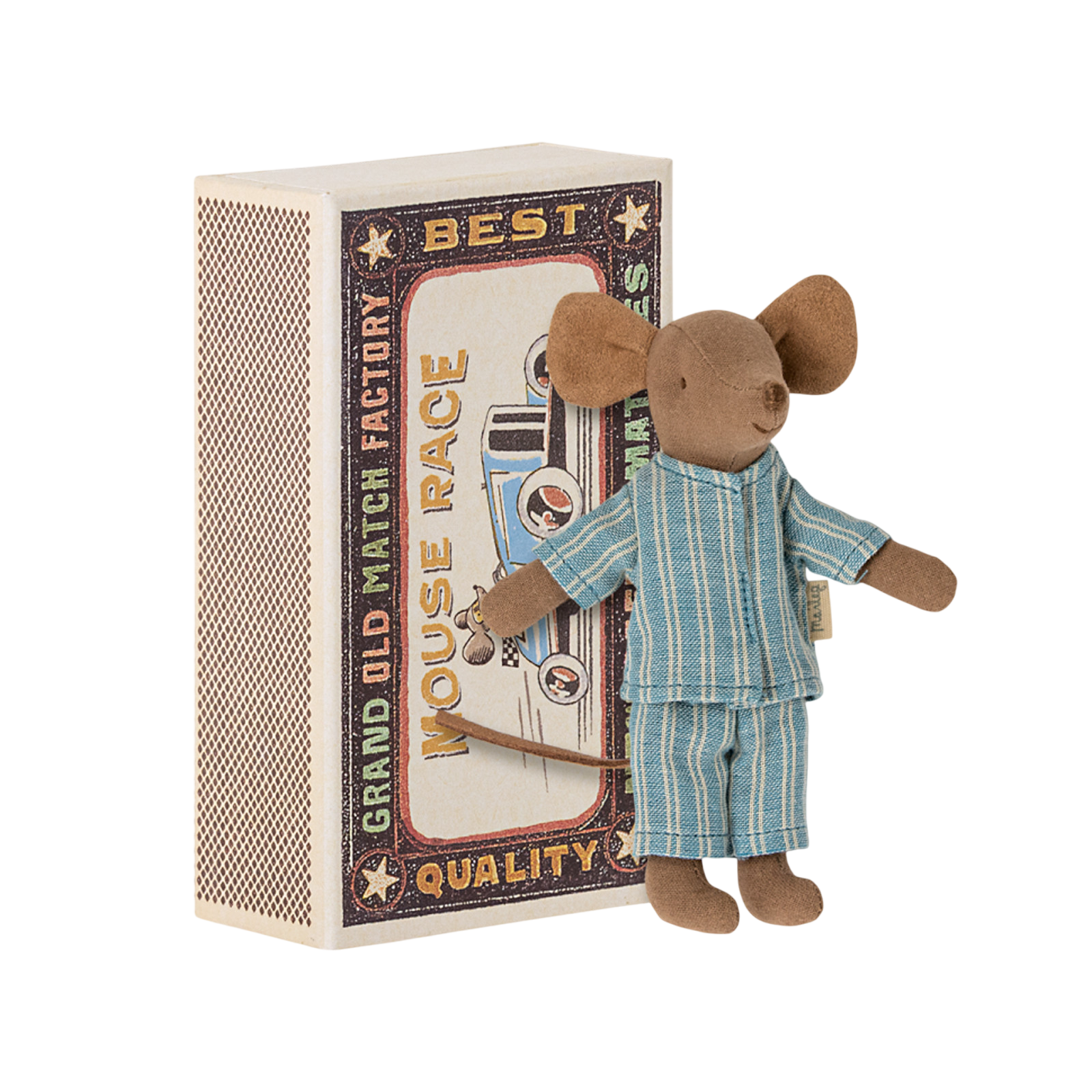 Maileg Maus grosser Bruder in Streichholzschachtel Blue Stripe