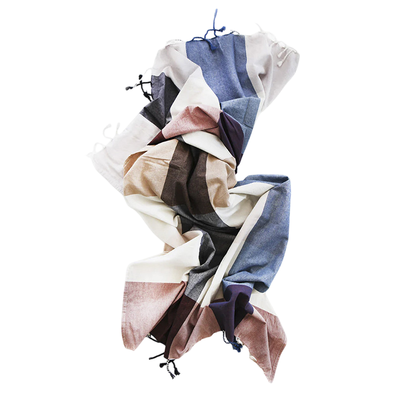 Fouta Blue Check bath towel