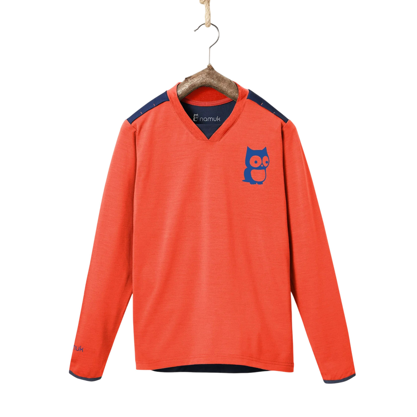 Bike long-sleeved shirt Merino Luke Red Orange, True Navy