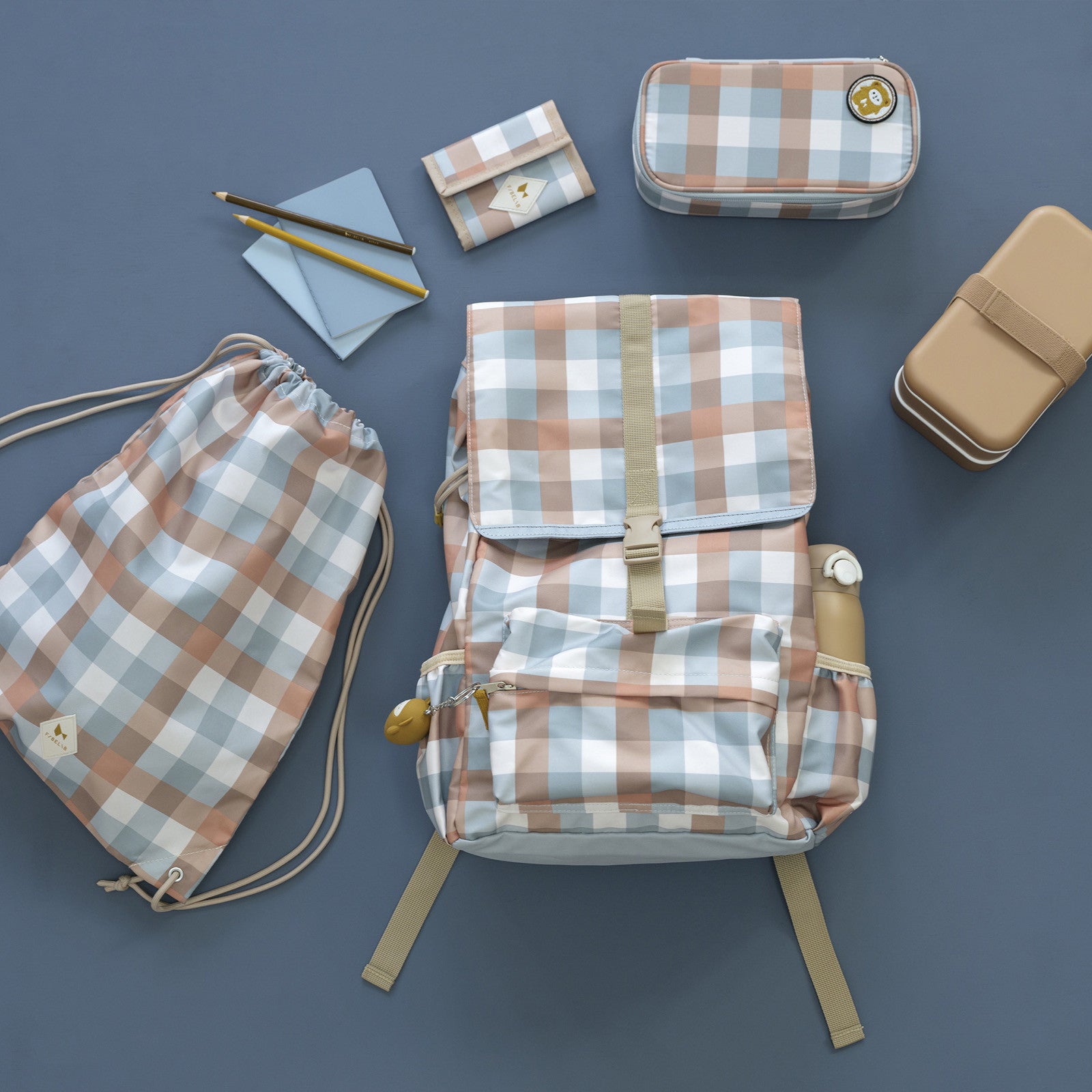 Backpack Fabelab Cottage Blue Checks large