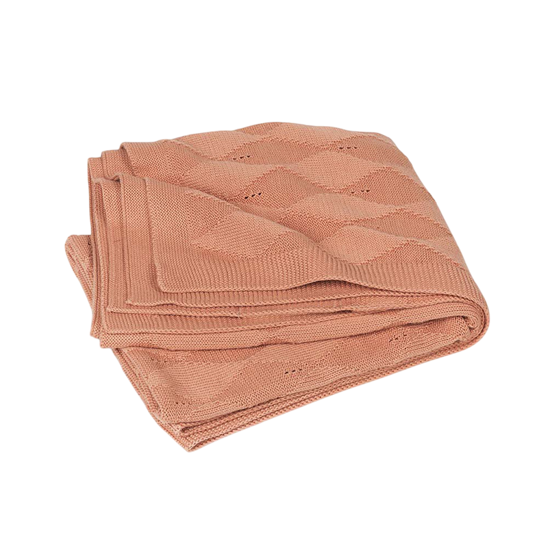 Baby knitted blanket Harlequin Desert Orange